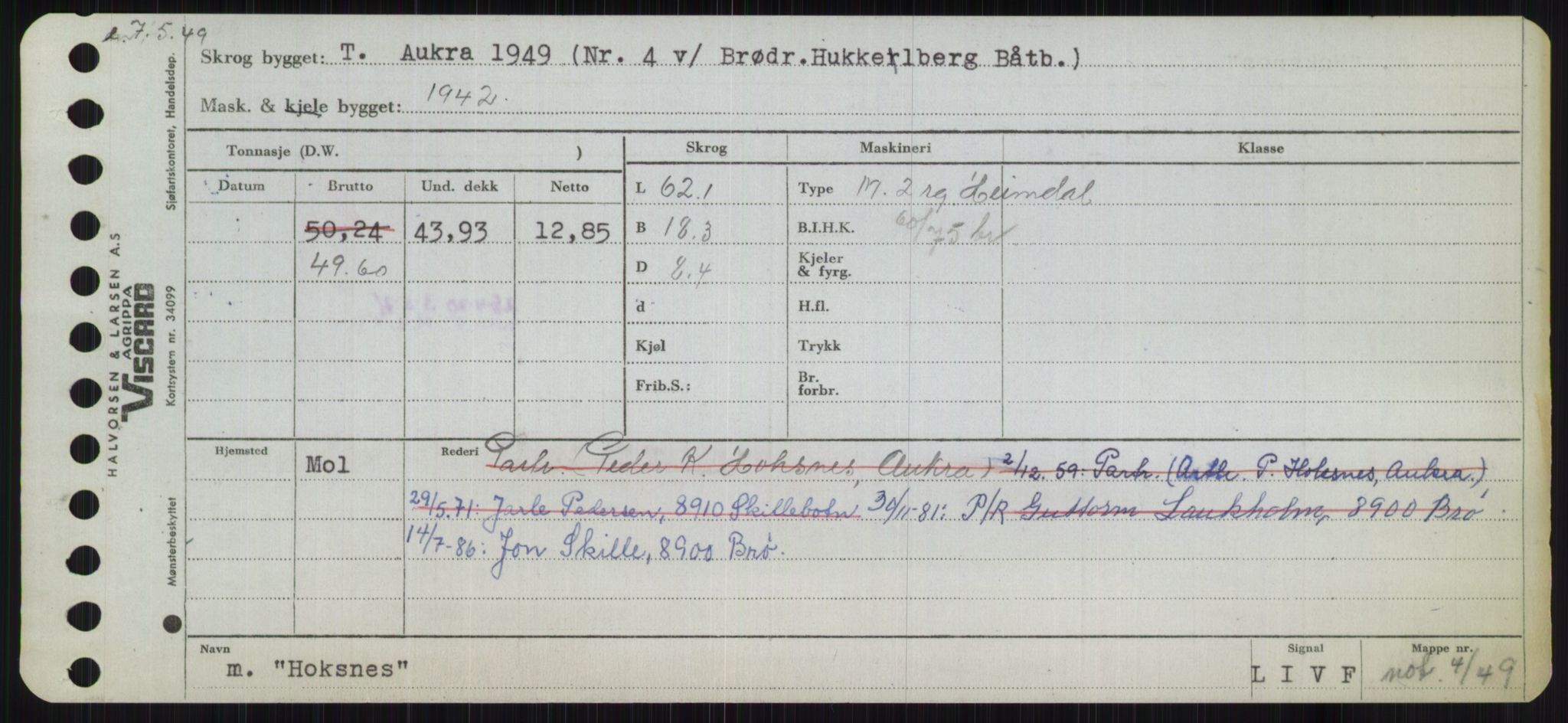 Sjøfartsdirektoratet med forløpere, Skipsmålingen, AV/RA-S-1627/H/Ha/L0003/0001: Fartøy, Hilm-Mar / Fartøy, Hilm-Kol, p. 51