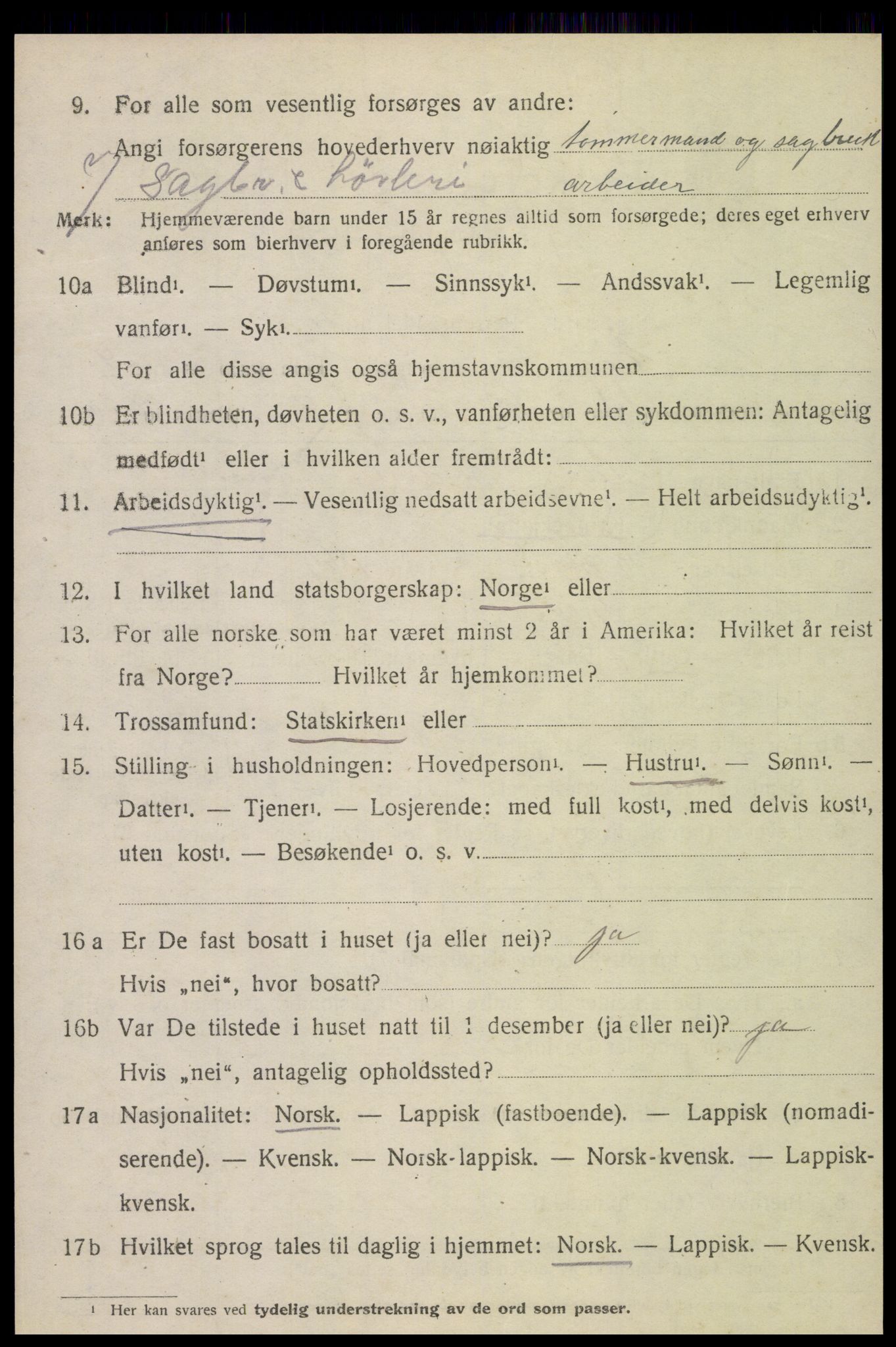 SAT, 1920 census for Egge, 1920, p. 3307