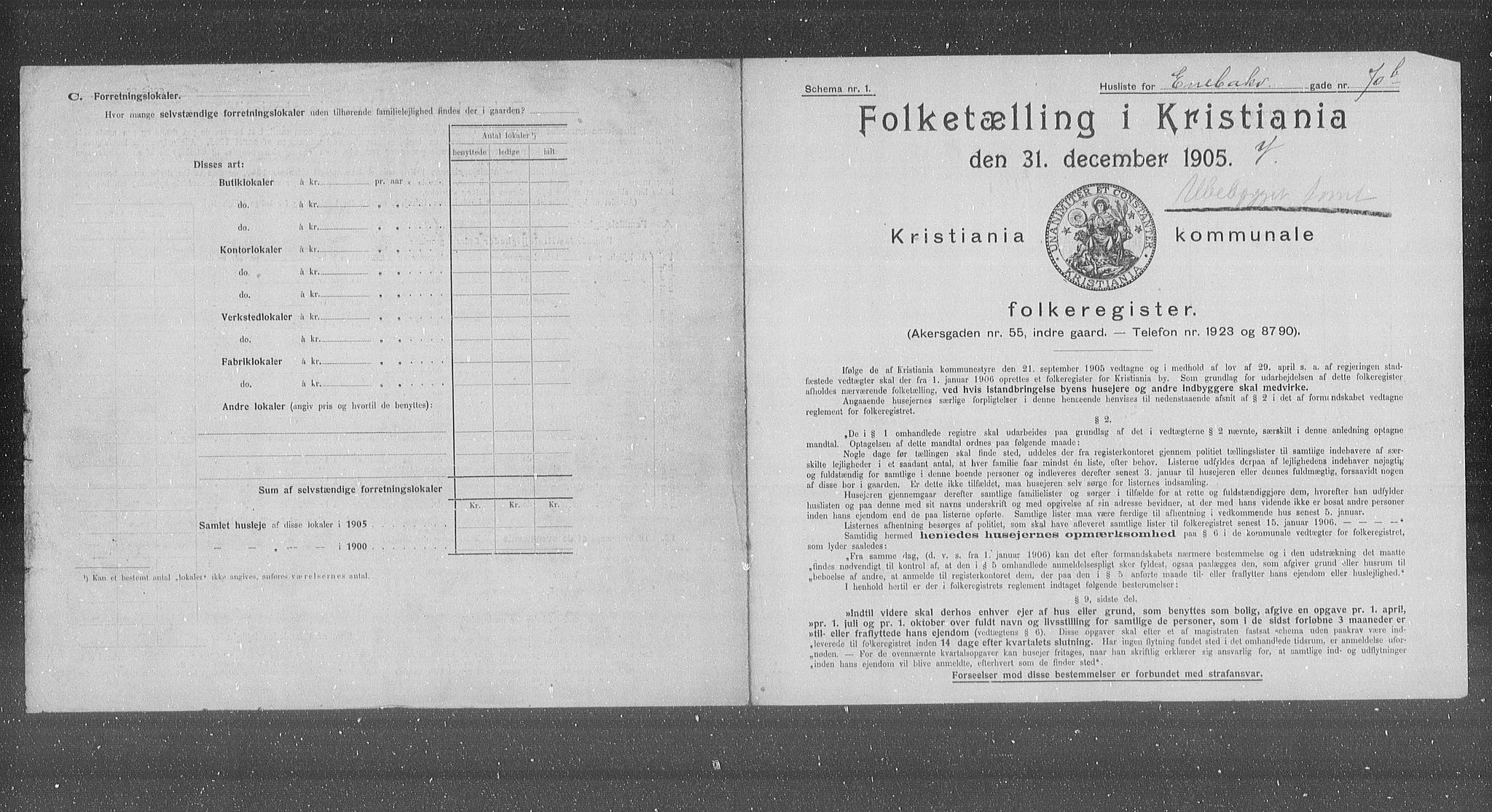 OBA, Municipal Census 1905 for Kristiania, 1905, p. 10848