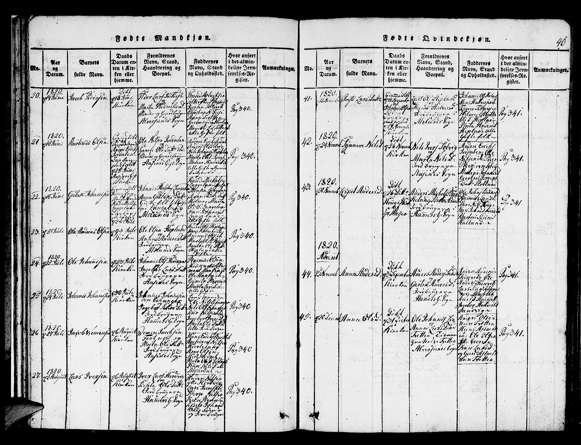 Hamre sokneprestembete, AV/SAB-A-75501/H/Ha/Hab: Parish register (copy) no. A 1, 1816-1826, p. 40