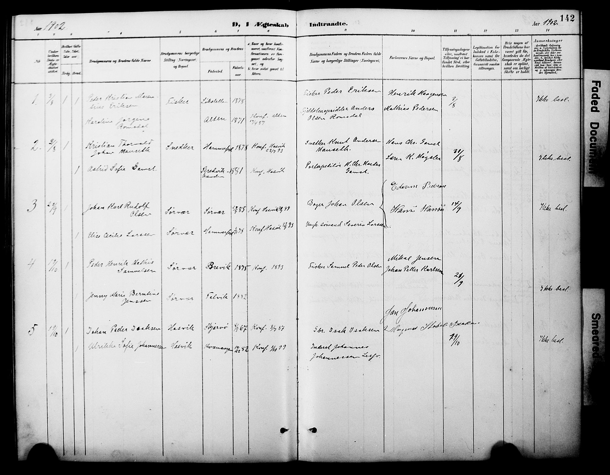 Loppa sokneprestkontor, SATØ/S-1339/H/Ha/L0008kirke: Parish register (official) no. 8, 1889-1907, p. 142