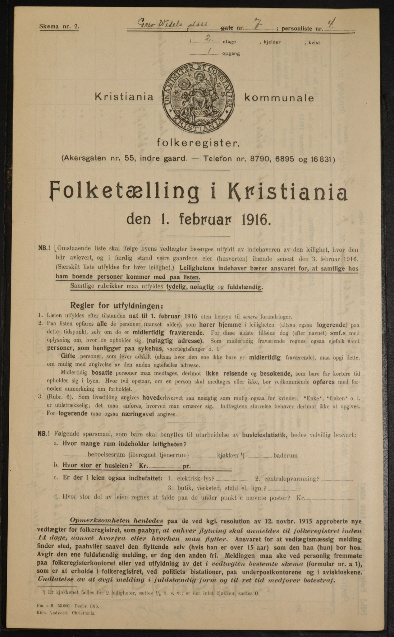 OBA, Municipal Census 1916 for Kristiania, 1916, p. 30500