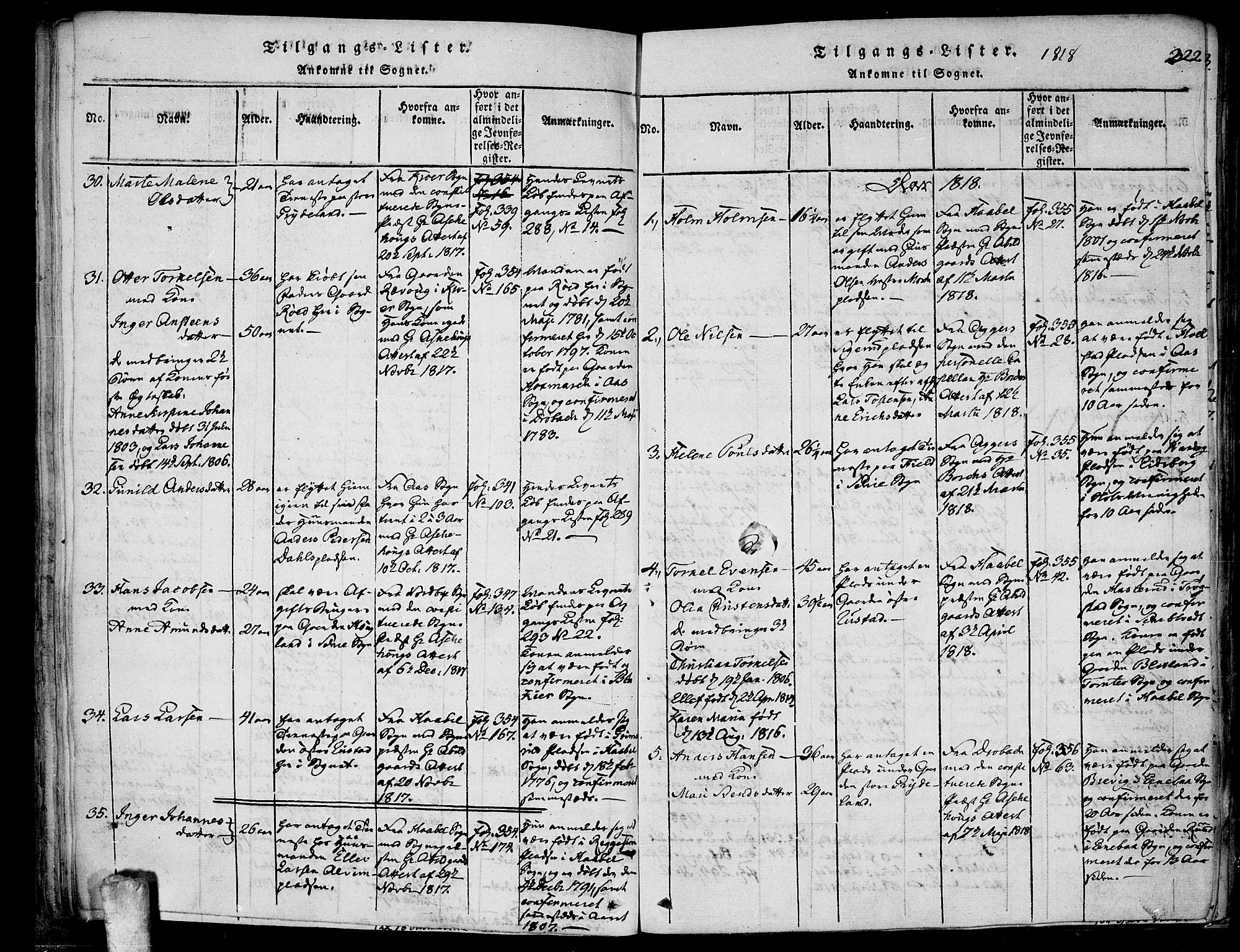 Kråkstad prestekontor Kirkebøker, SAO/A-10125a/F/Fa/L0003: Parish register (official) no. I 3, 1813-1824, p. 322