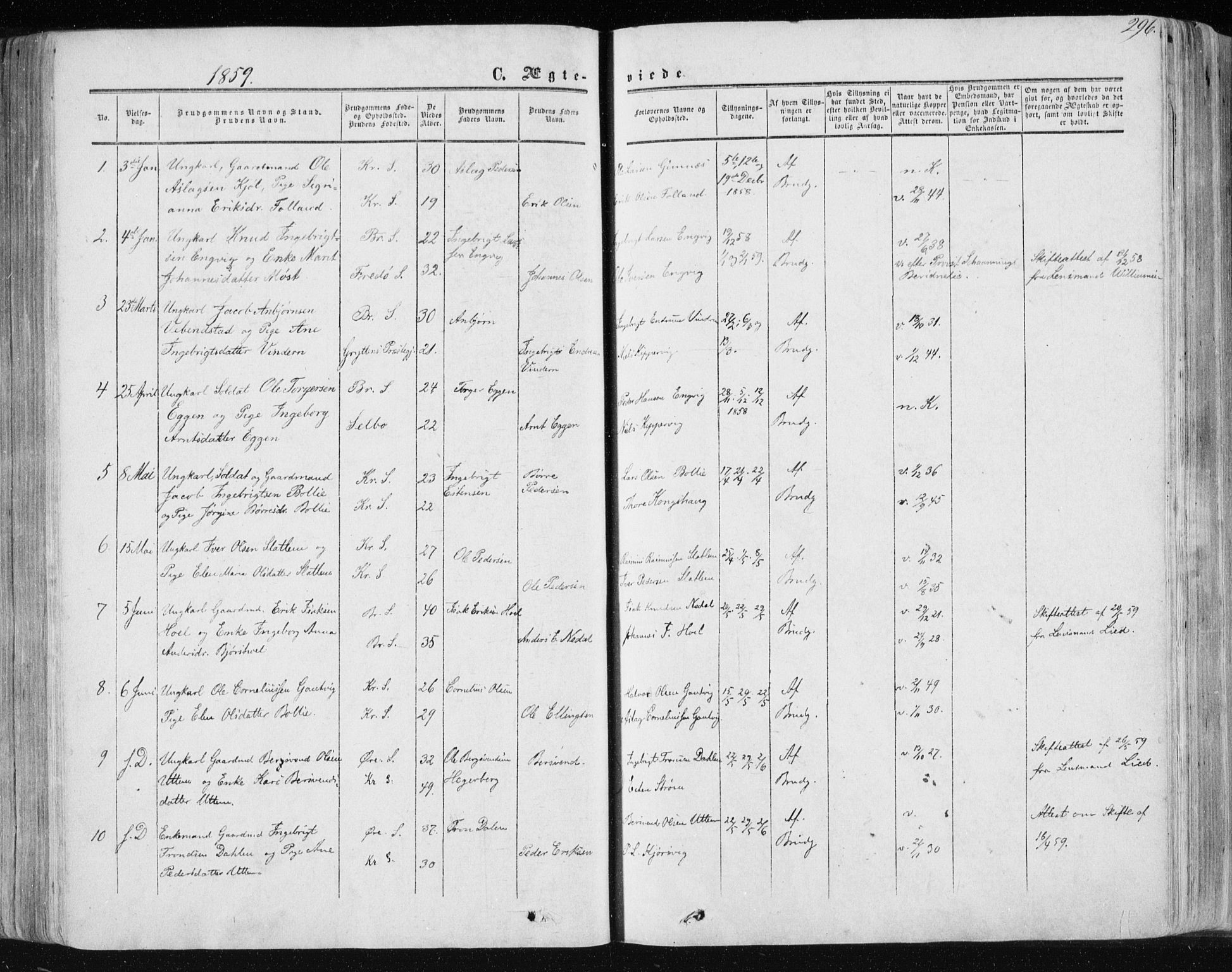 Ministerialprotokoller, klokkerbøker og fødselsregistre - Møre og Romsdal, AV/SAT-A-1454/568/L0804: Parish register (official) no. 568A11, 1854-1868, p. 296