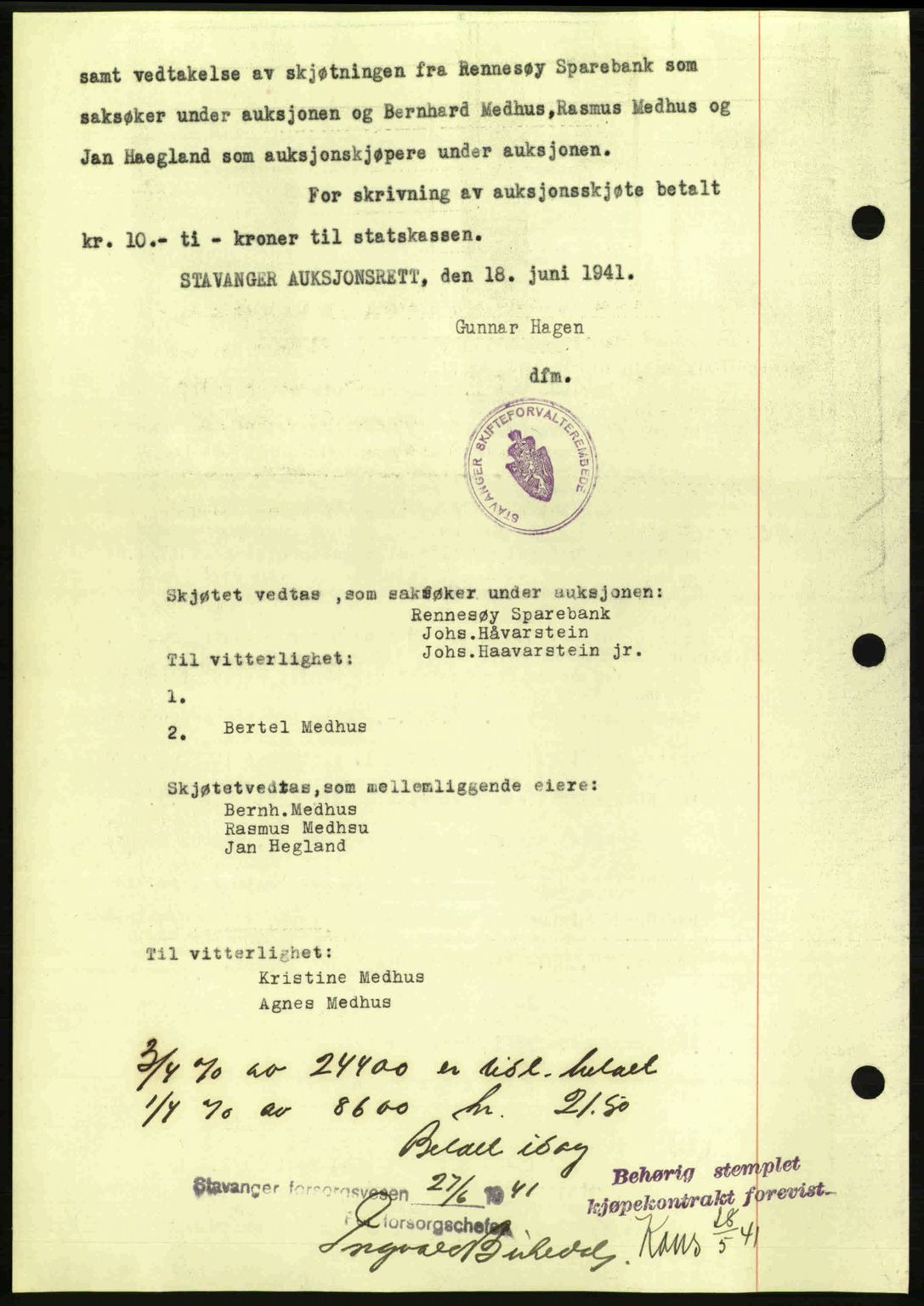 Stavanger byrett, SAST/A-100455/002/G/Gb/L0016: Mortgage book no. A6, 1940-1941, Diary no: : 1478/1941