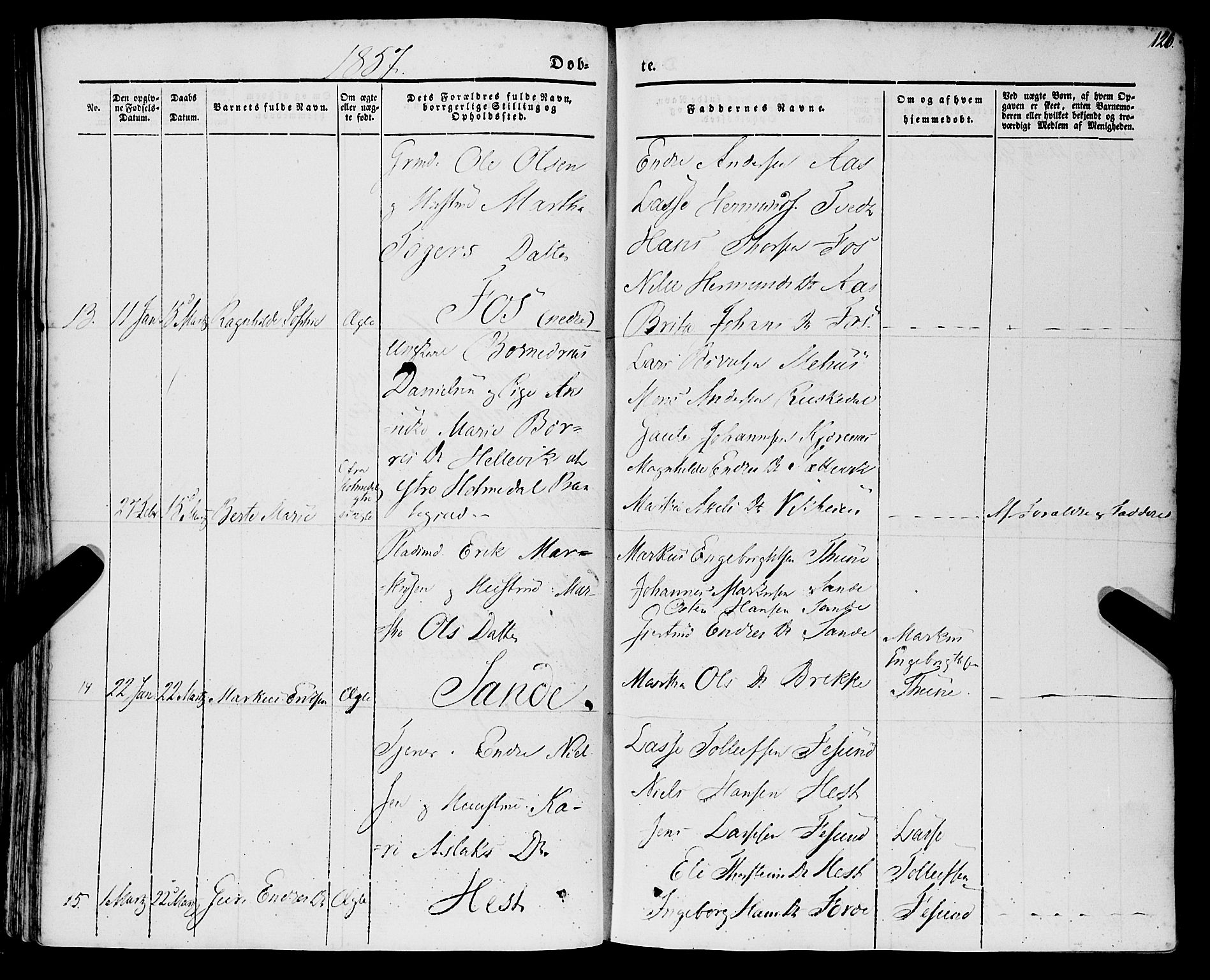 Lavik sokneprestembete, AV/SAB-A-80901: Parish register (official) no. A 3, 1843-1863, p. 126