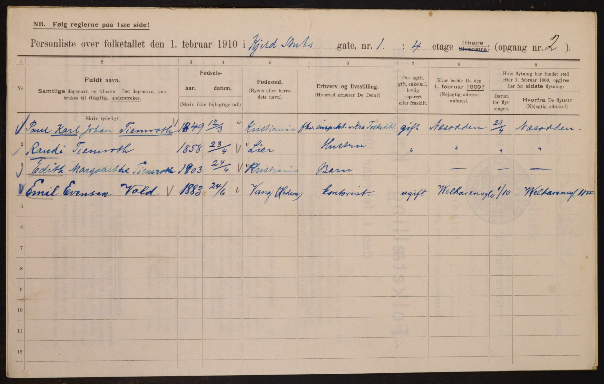 OBA, Municipal Census 1910 for Kristiania, 1910, p. 49822