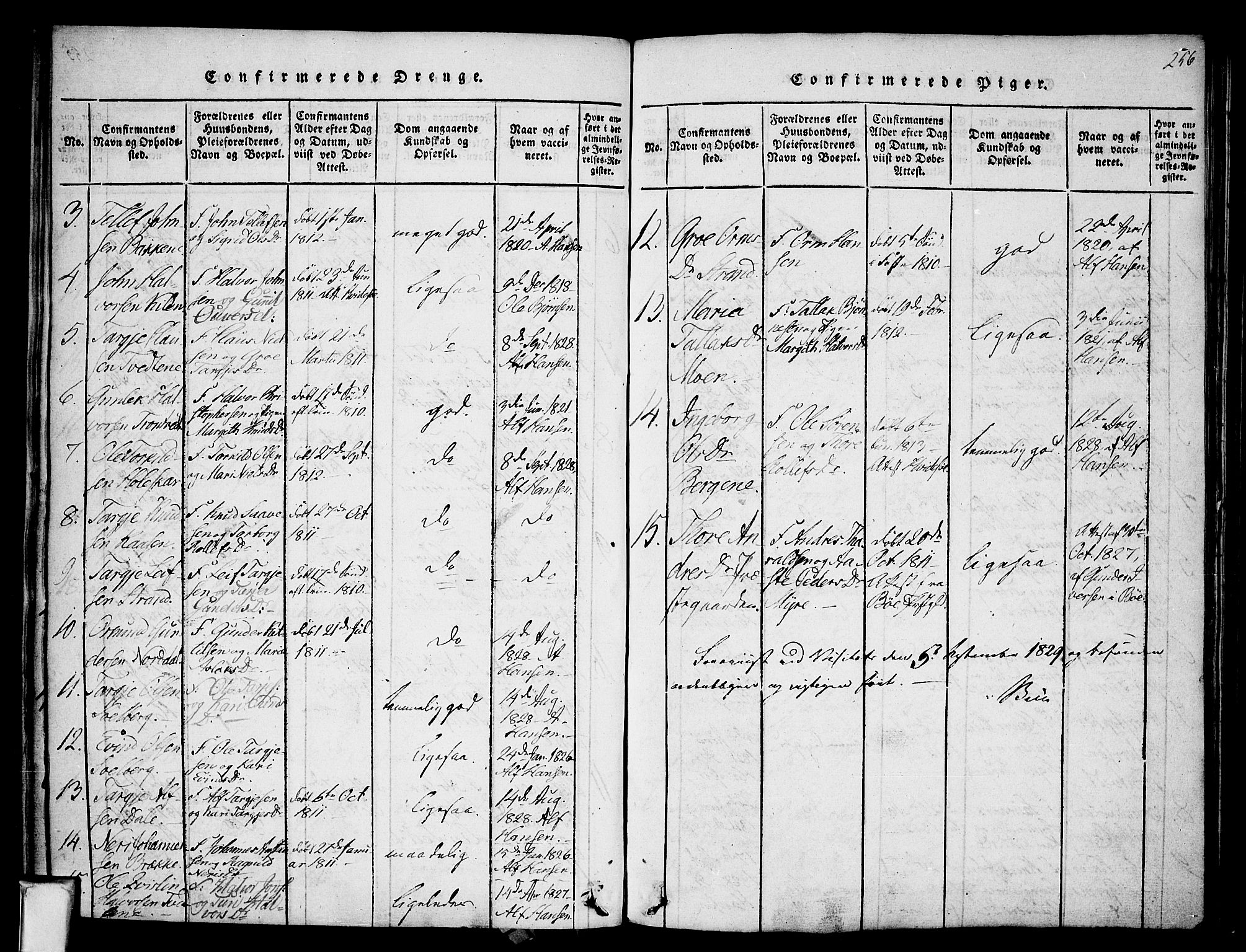 Nissedal kirkebøker, AV/SAKO-A-288/F/Fa/L0002: Parish register (official) no. I 2, 1814-1845, p. 256