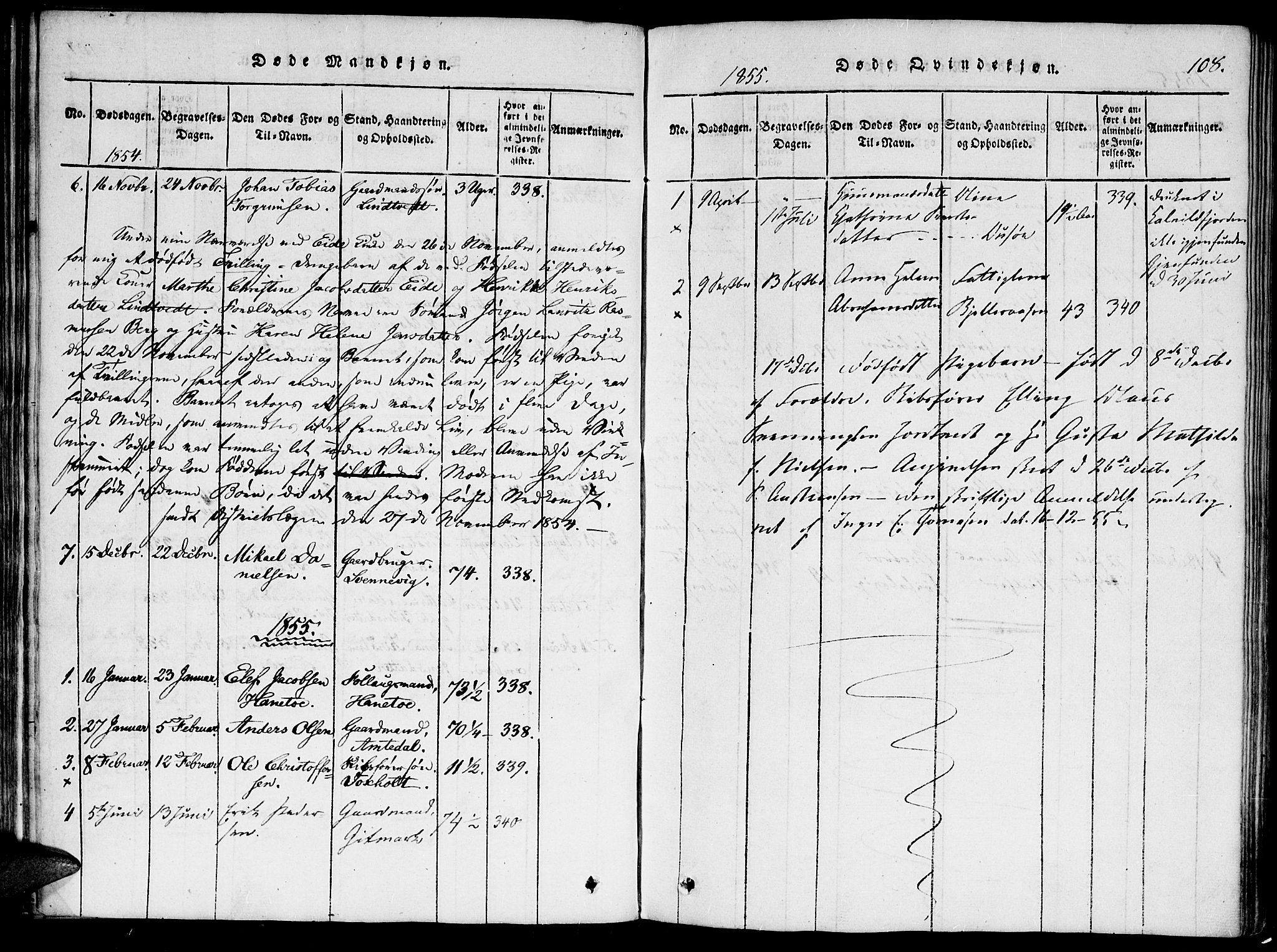 Hommedal sokneprestkontor, SAK/1111-0023/F/Fa/Faa/L0001: Parish register (official) no. A 1, 1816-1860, p. 108