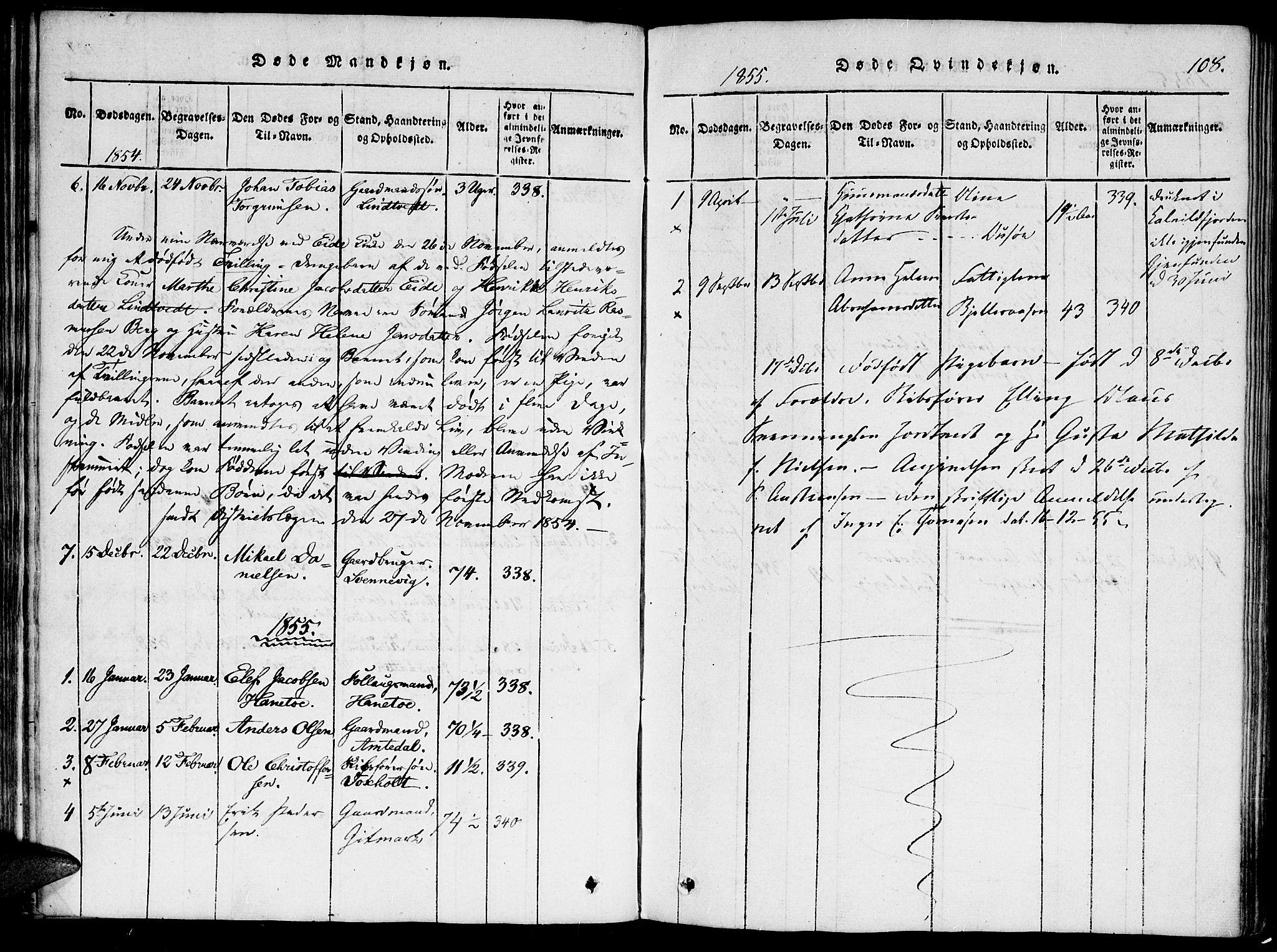 Hommedal sokneprestkontor, AV/SAK-1111-0023/F/Fa/Faa/L0001: Parish register (official) no. A 1, 1816-1860, p. 108