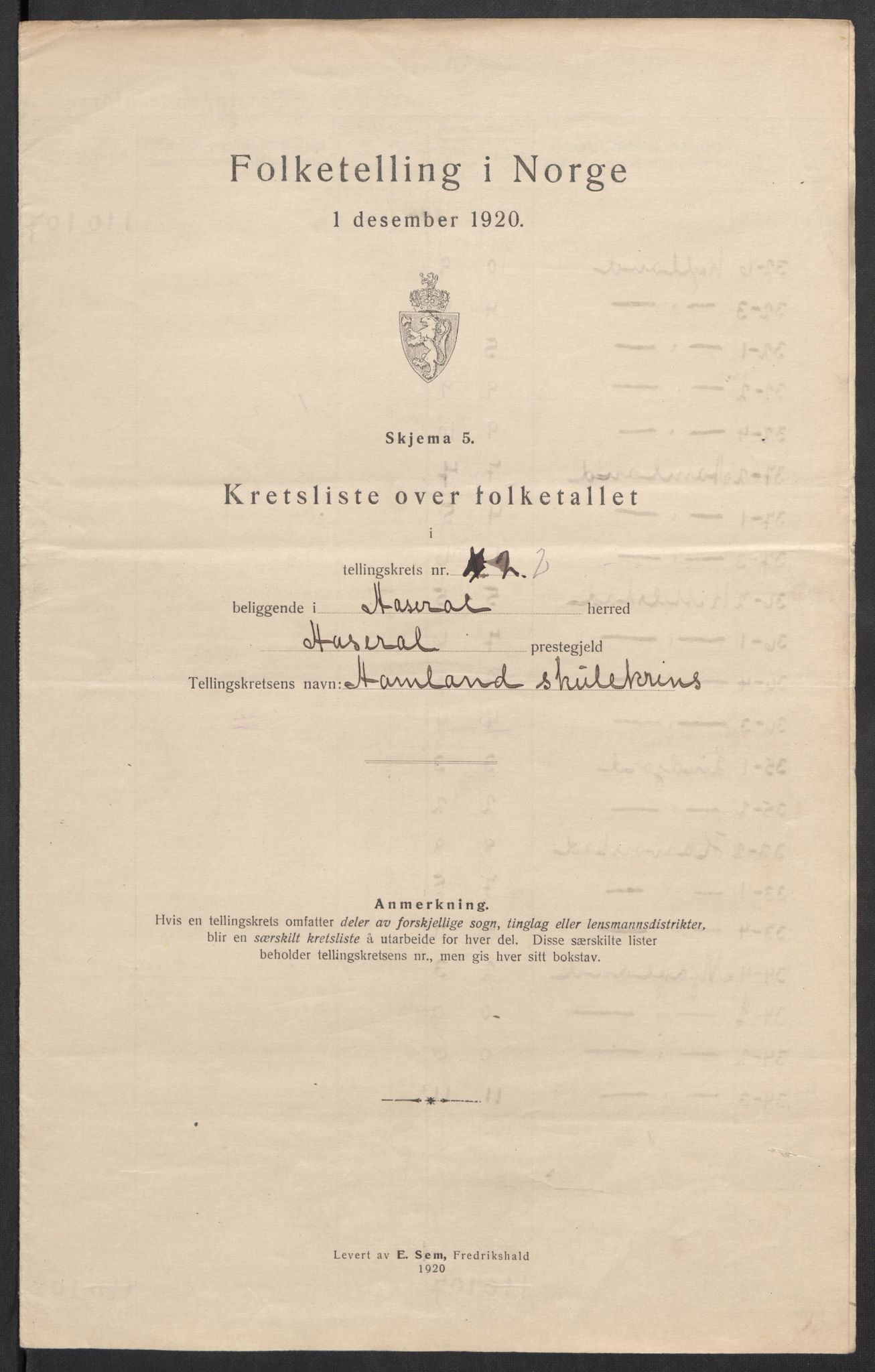 SAK, 1920 census for Åseral, 1920, p. 14