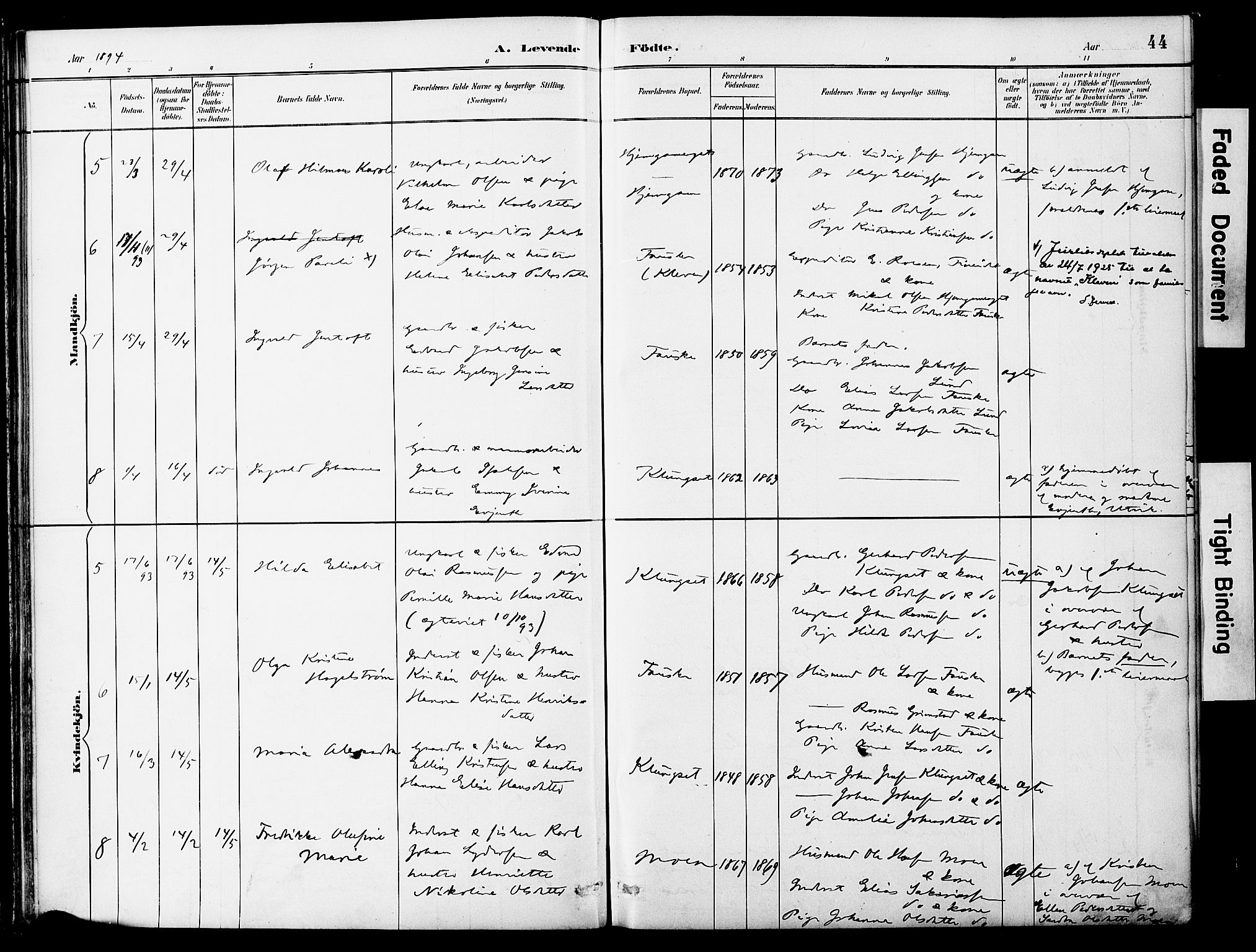 Ministerialprotokoller, klokkerbøker og fødselsregistre - Nordland, AV/SAT-A-1459/849/L0690: Parish register (official) no. 849A02, 1890-1897, p. 44