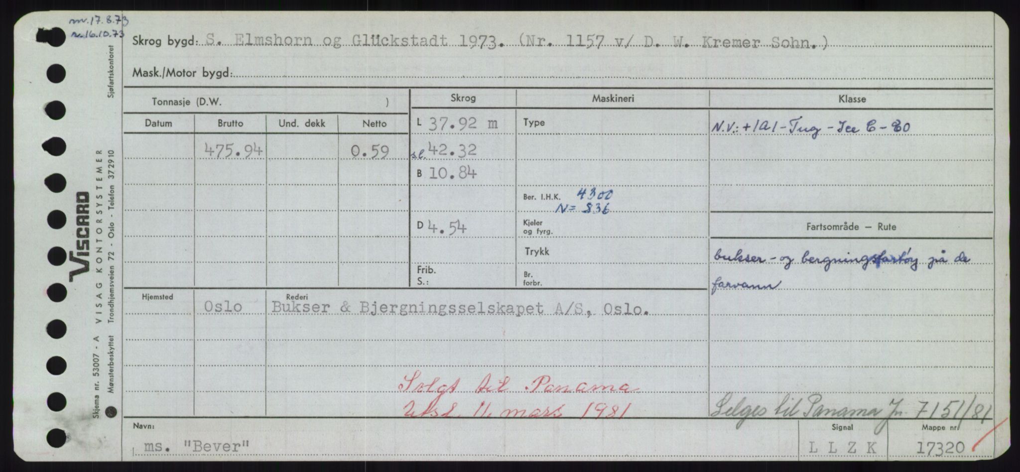 Sjøfartsdirektoratet med forløpere, Skipsmålingen, RA/S-1627/H/Hd/L0003: Fartøy, B-Bev, p. 977