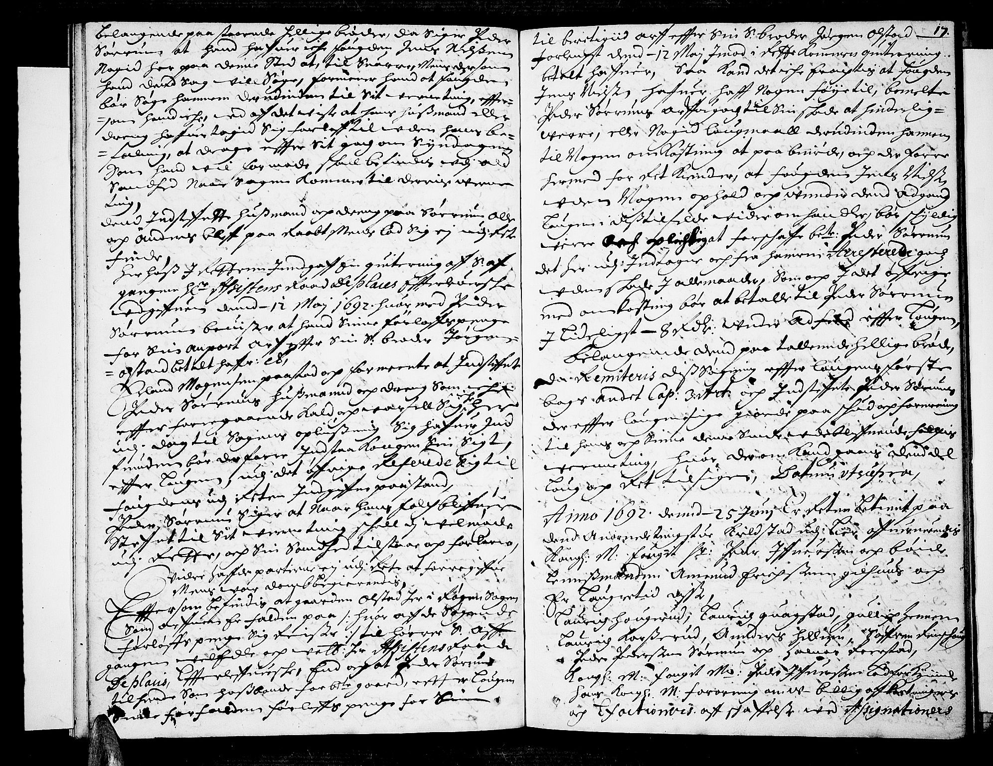 Lier, Røyken og Hurum sorenskriveri, AV/SAKO-A-89/F/Fa/L0033: Tingbok, 1692, p. 17