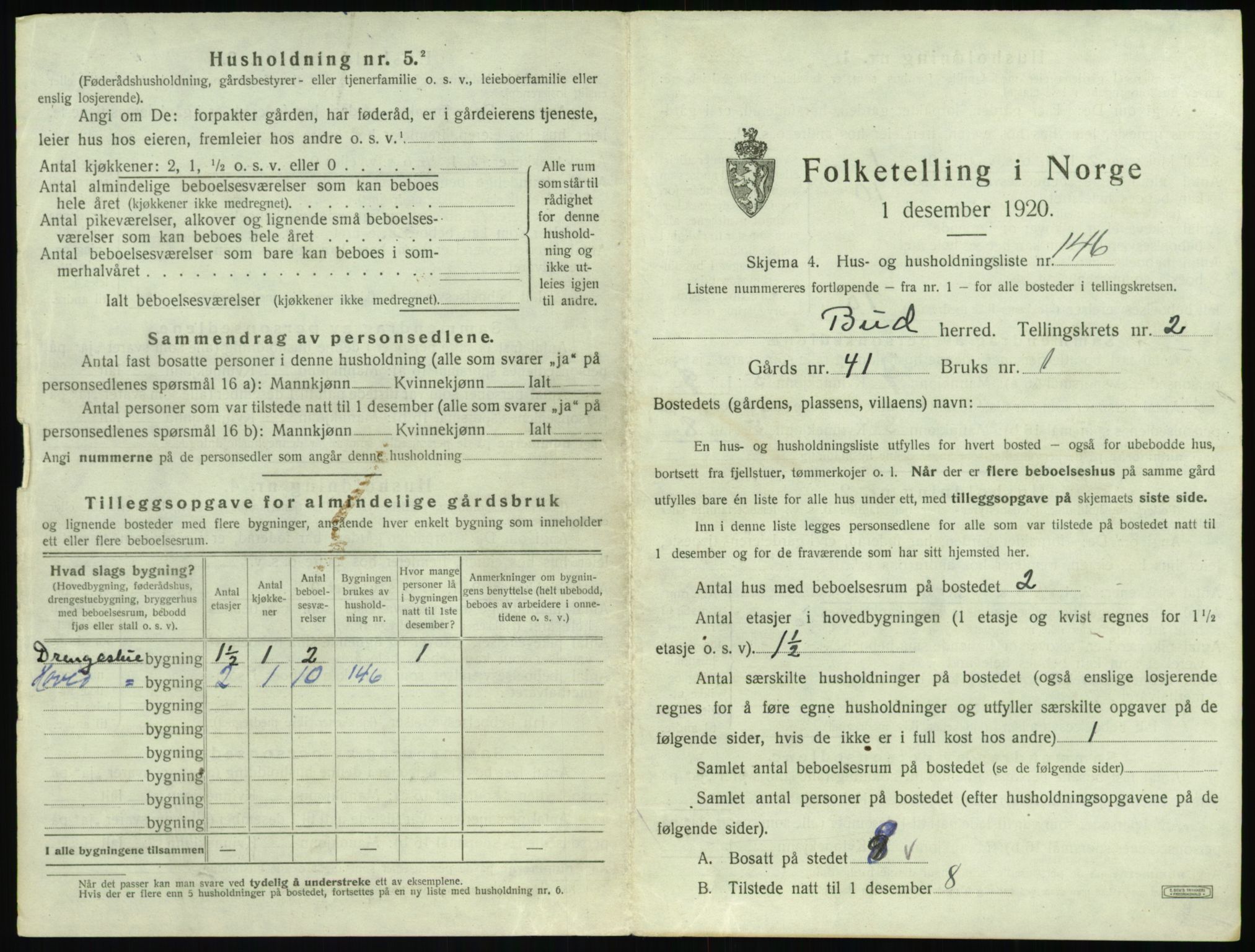 SAT, 1920 census for Bud, 1920, p. 424