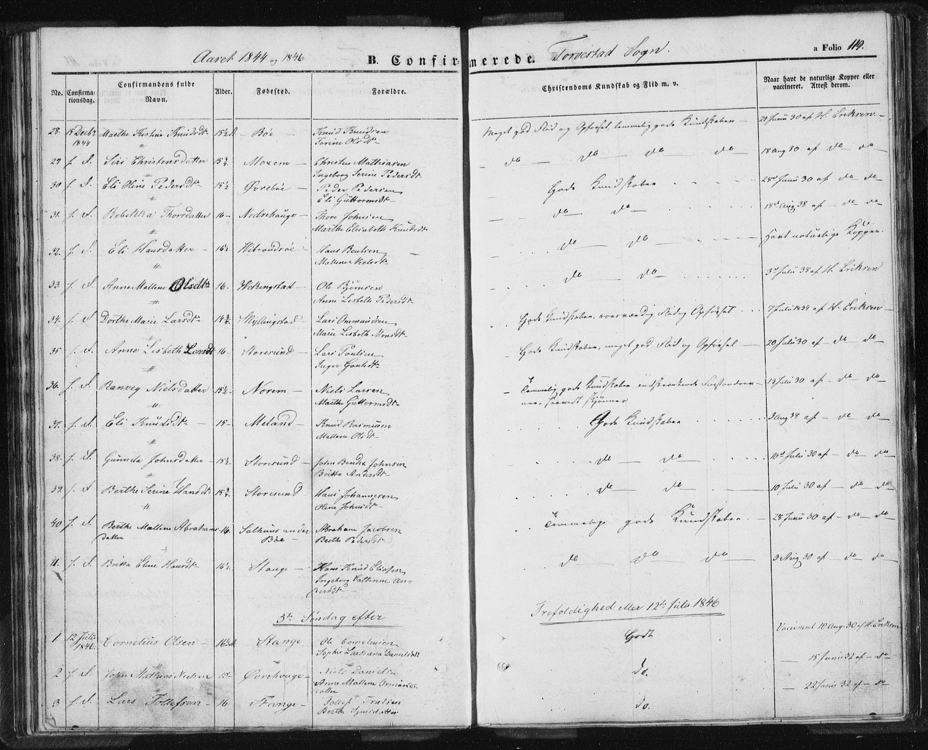 Torvastad sokneprestkontor, AV/SAST-A -101857/H/Ha/Haa/L0005: Parish register (official) no. A 5, 1836-1847, p. 119