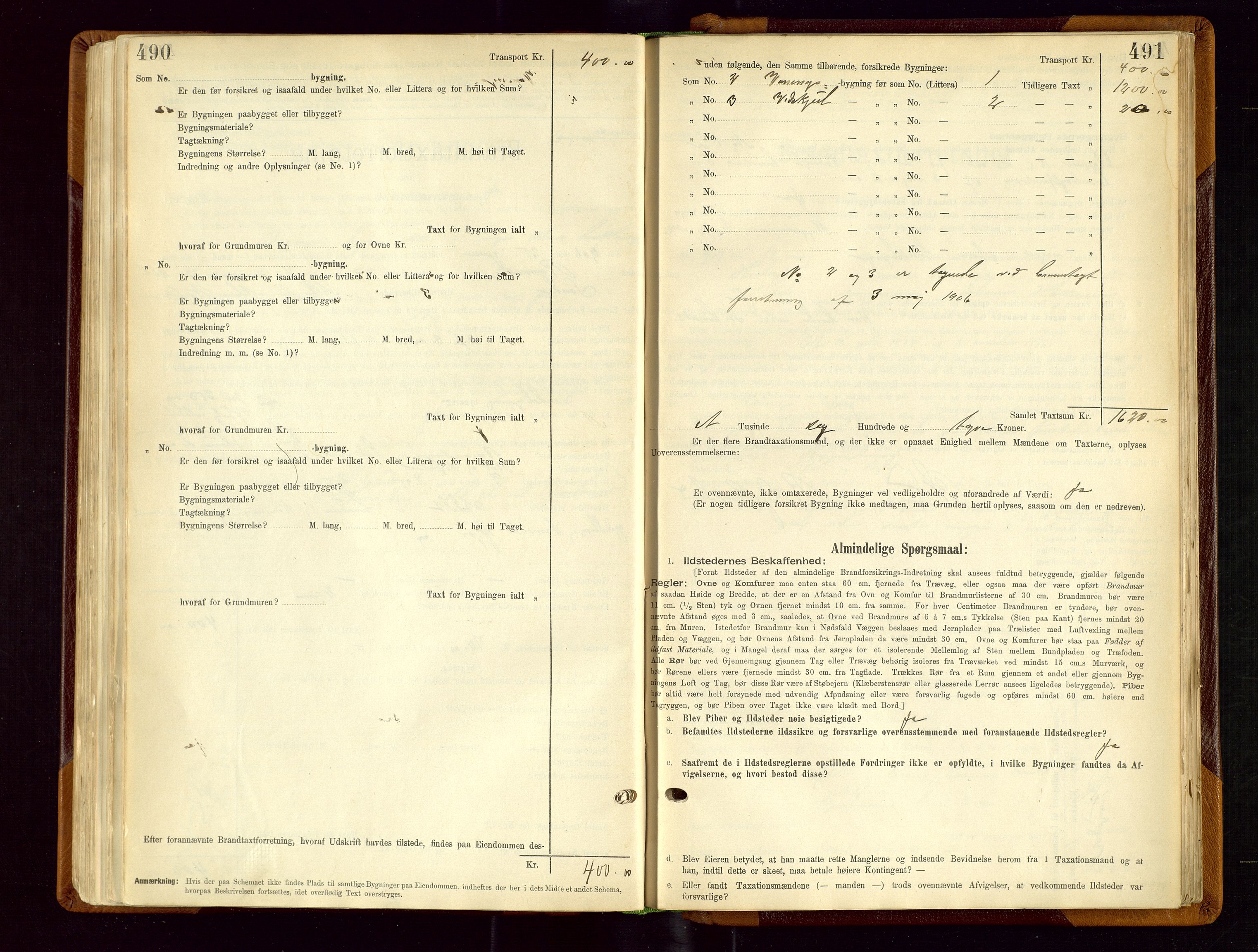 Sauda lensmannskontor, SAST/A-100177/Gob/L0001: Branntakstprotokoll - skjematakst, 1894-1914, p. 490-491