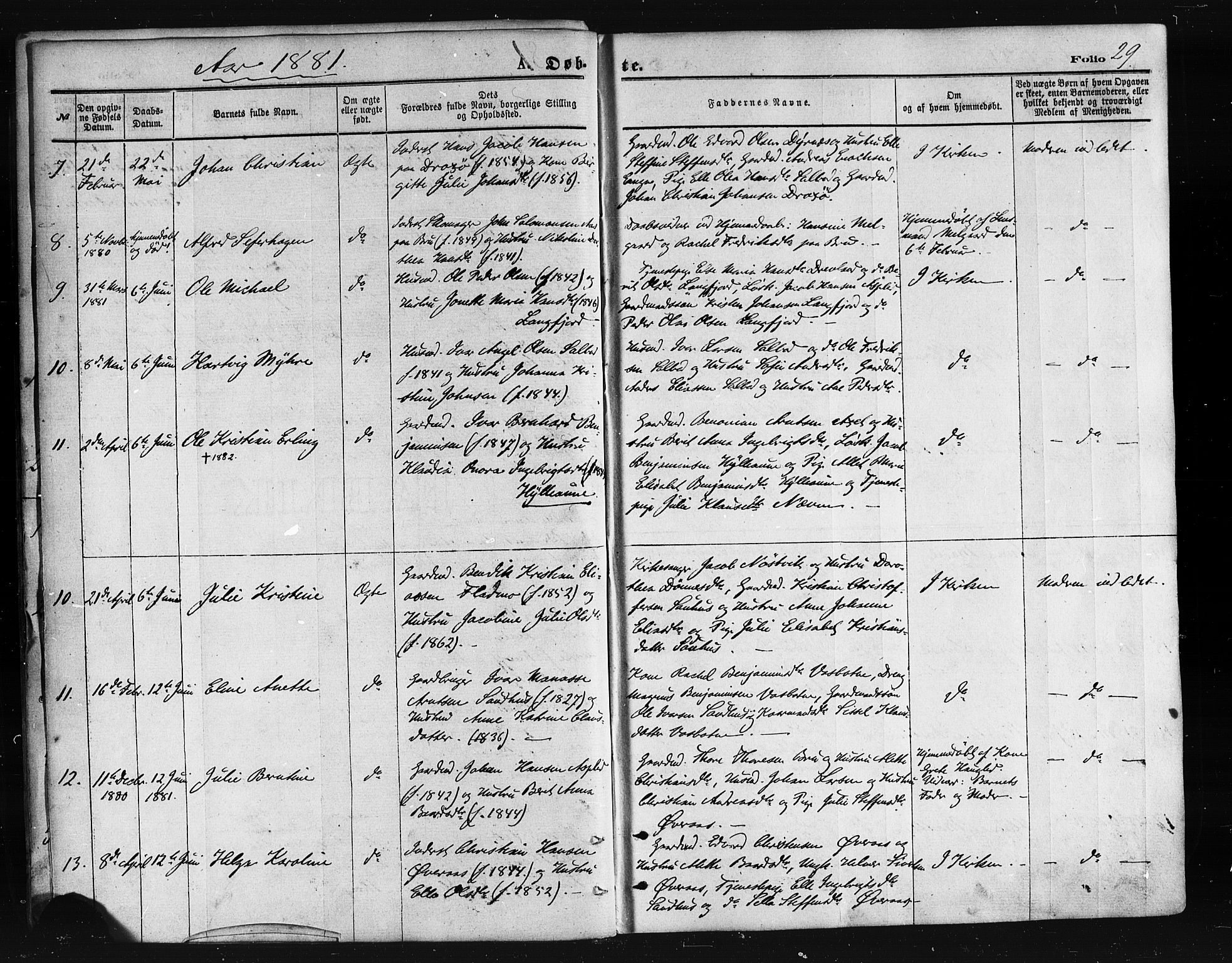 Ministerialprotokoller, klokkerbøker og fødselsregistre - Nordland, AV/SAT-A-1459/814/L0225: Parish register (official) no. 814A06, 1875-1885, p. 29