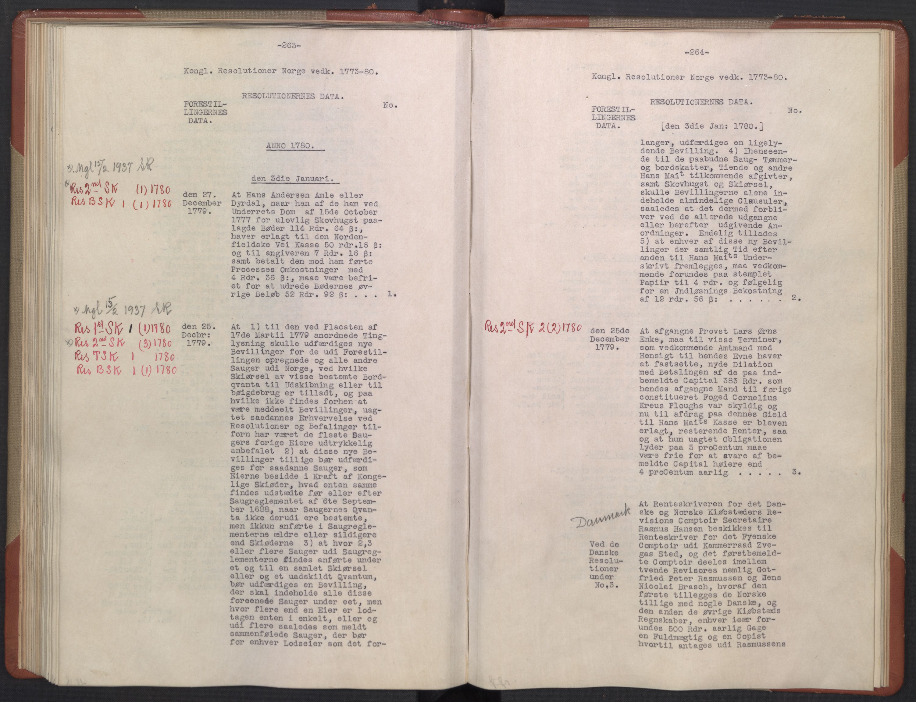 Avskriftsamlingen, AV/RA-EA-4022/F/Fb/L0122: Registratur over norske Relasjons- og resolusjonsprotokoller, 1773-1780, p. 90