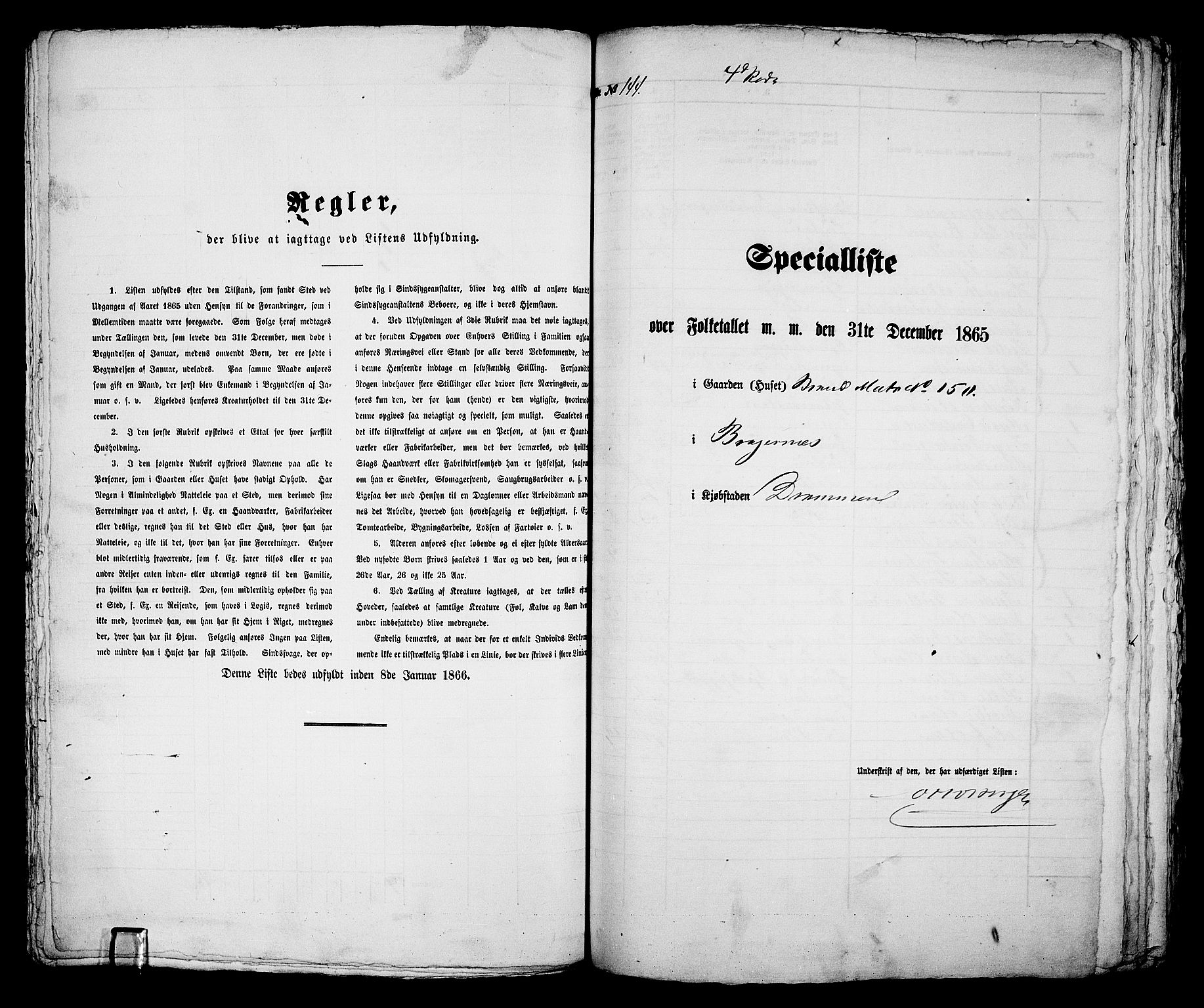 RA, 1865 census for Bragernes in Drammen, 1865, p. 311