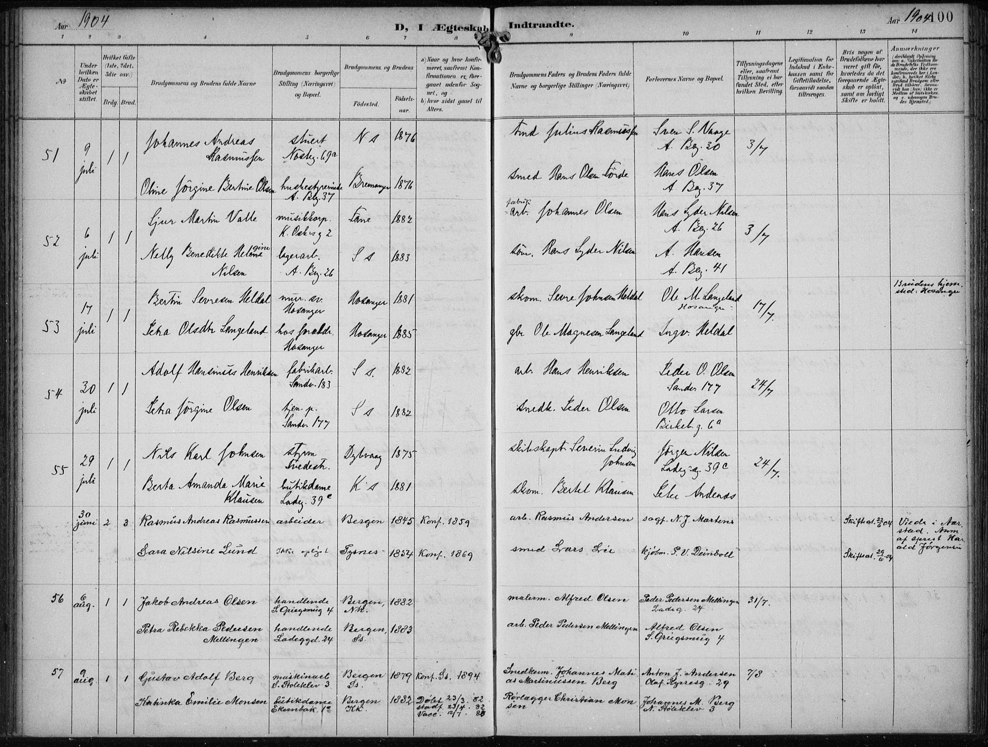 Sandviken Sokneprestembete, SAB/A-77601/H/Ha/L0014: Parish register (official) no. D 1, 1896-1911, p. 100