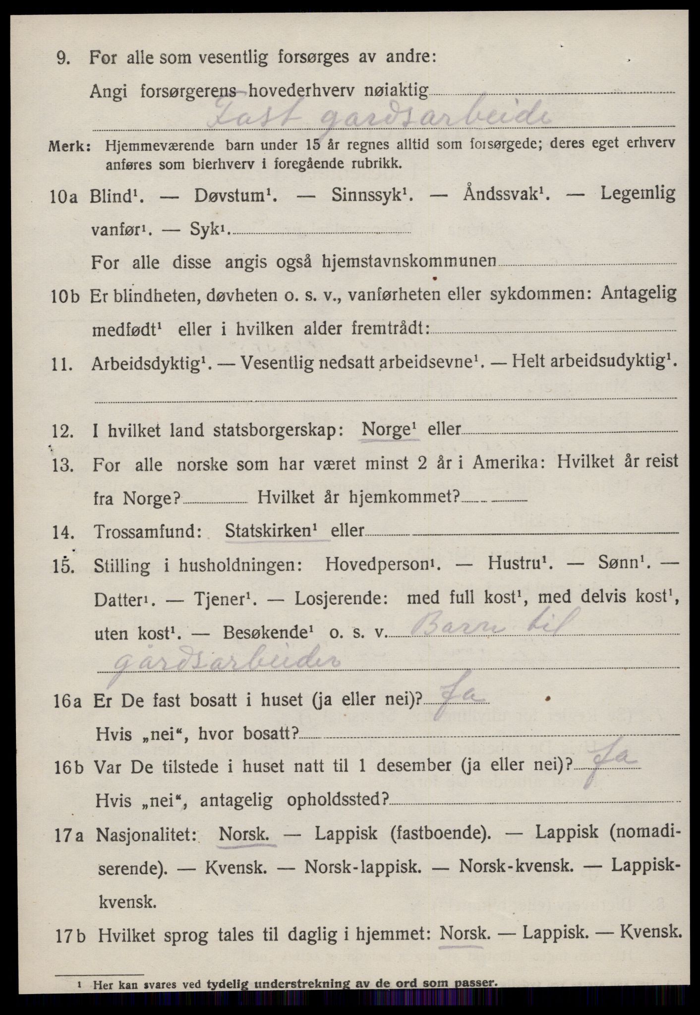 SAT, 1920 census for Selbu, 1920, p. 7869