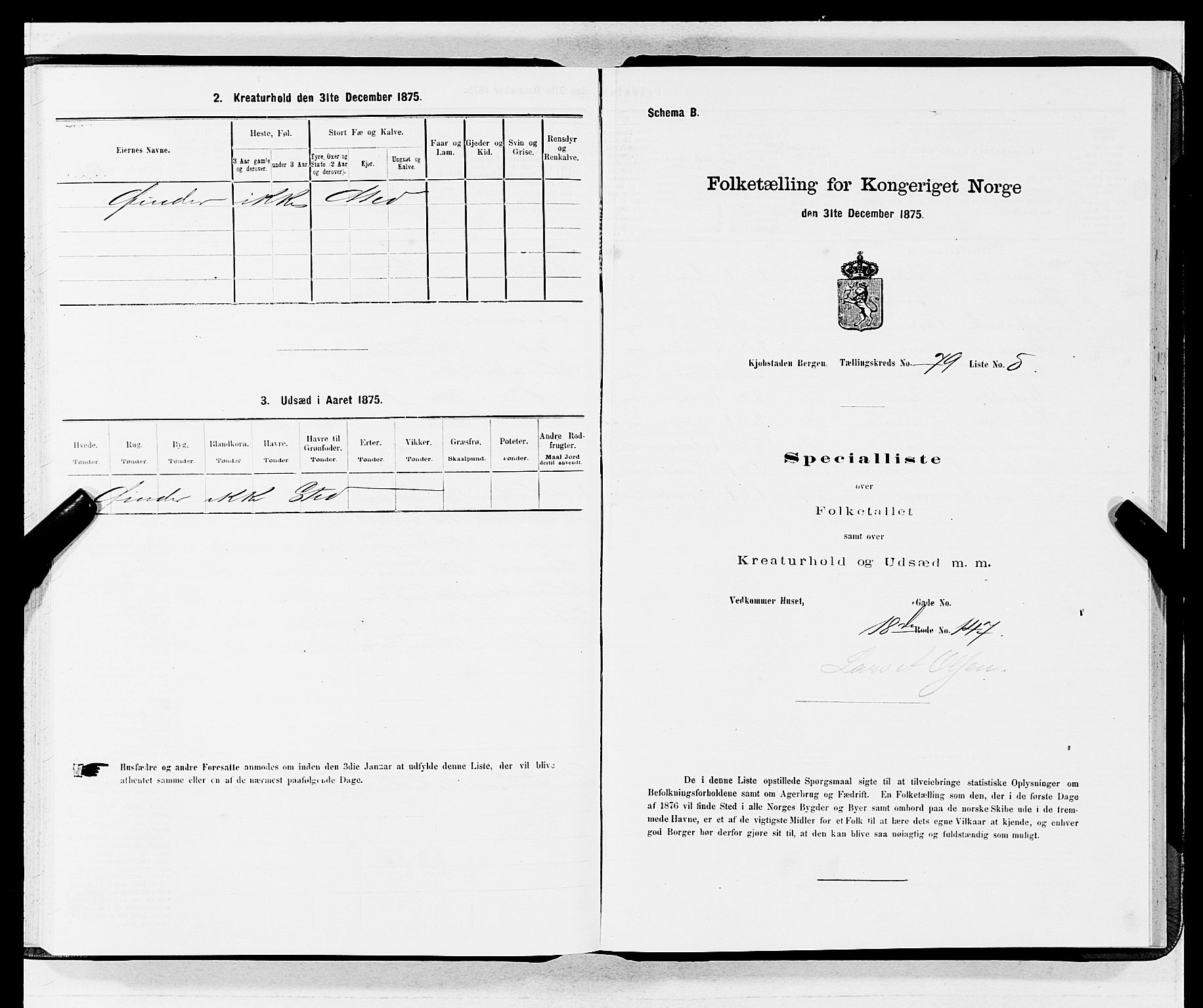 SAB, 1875 census for 1301 Bergen, 1875, p. 4238