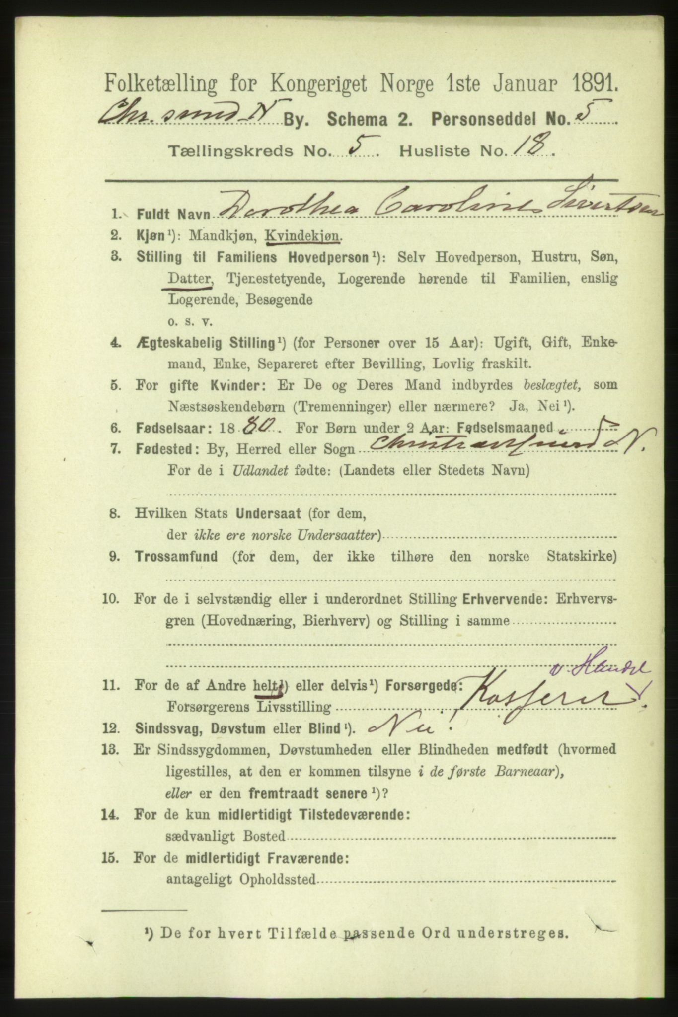 RA, 1891 census for 1503 Kristiansund, 1891, p. 4528