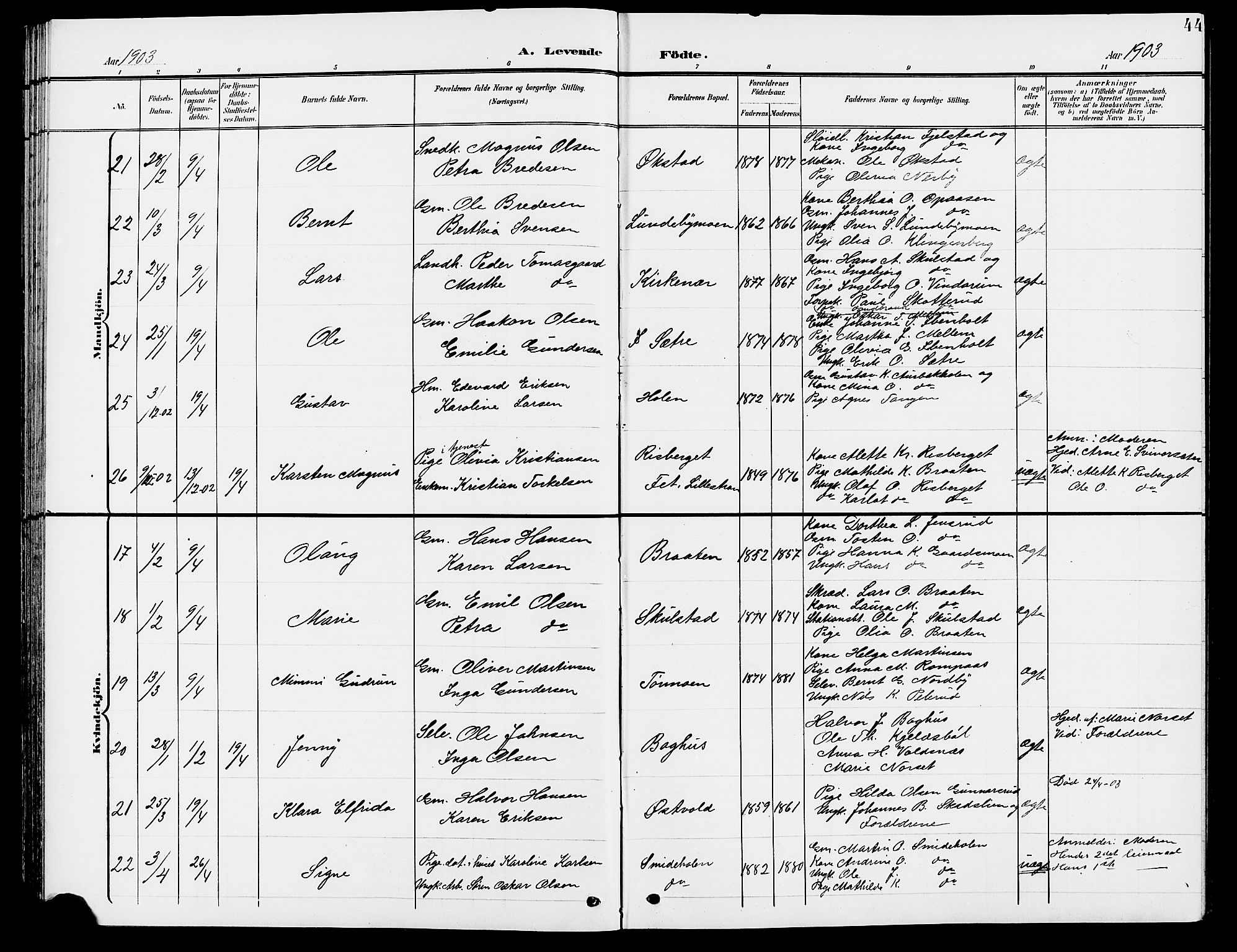 Grue prestekontor, AV/SAH-PREST-036/H/Ha/Hab/L0005: Parish register (copy) no. 5, 1900-1909, p. 44