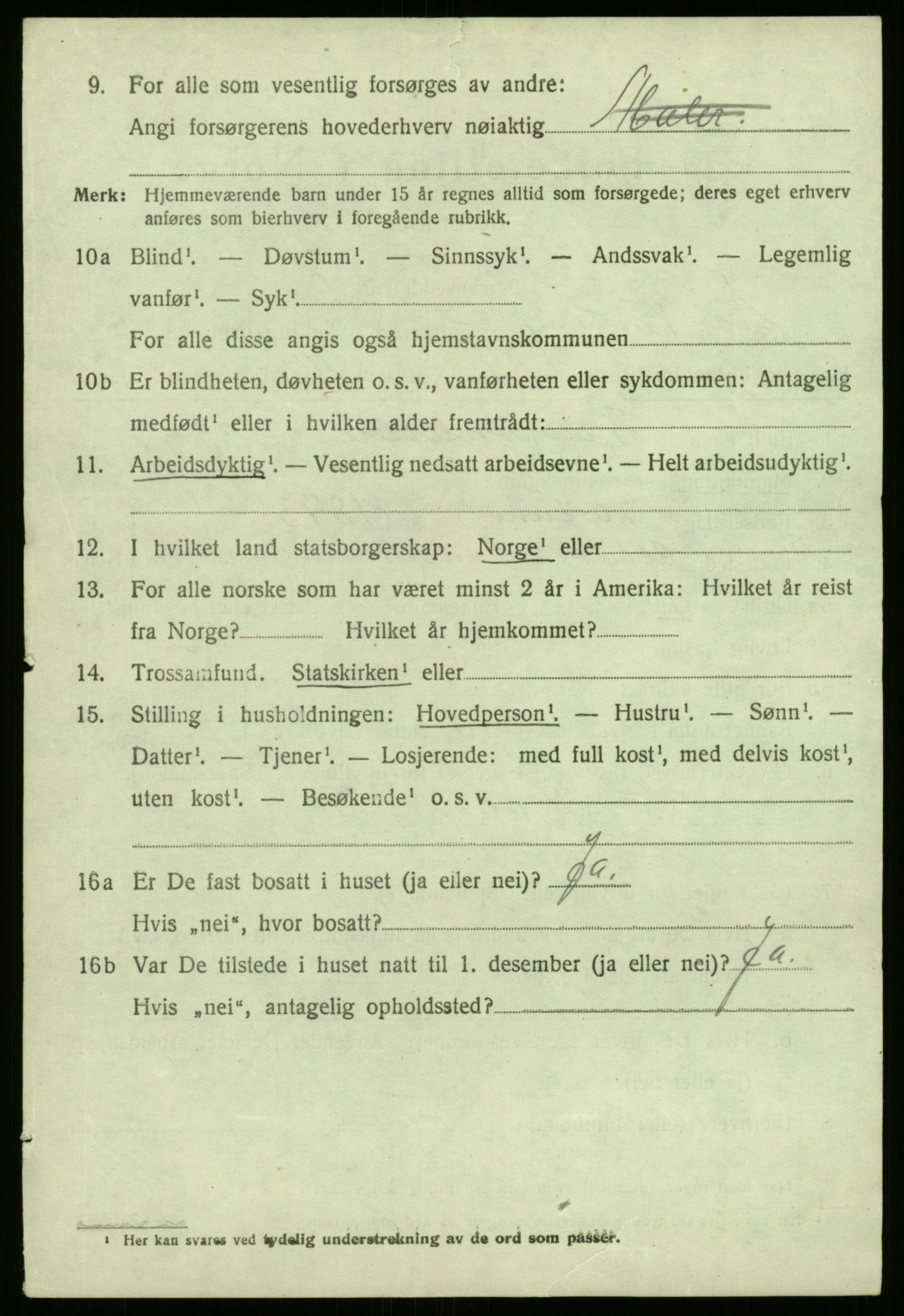 SAB, 1920 census for Sør-Vågsøy, 1920, p. 3287