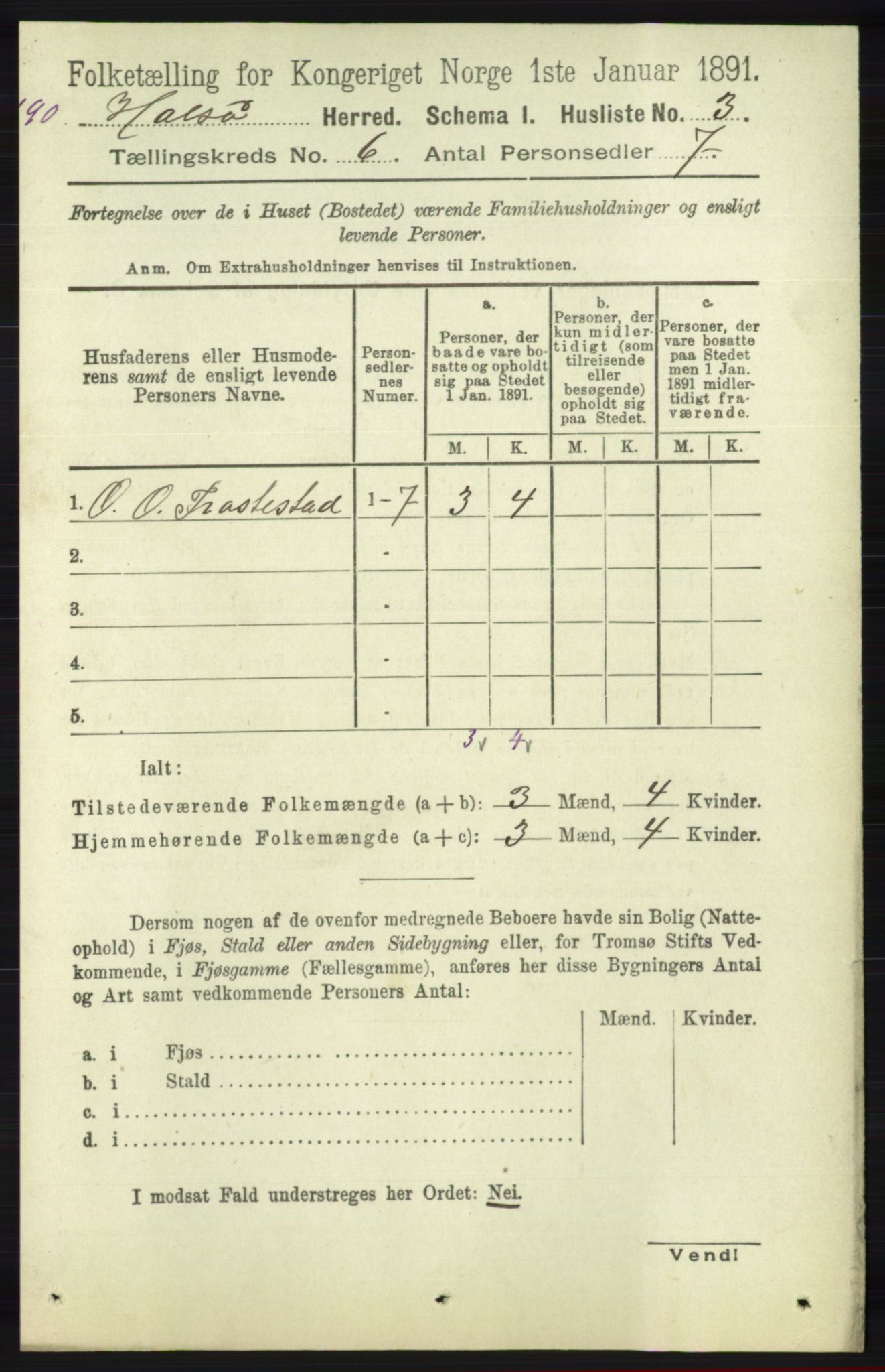 RA, 1891 census for 1019 Halse og Harkmark, 1891, p. 2313