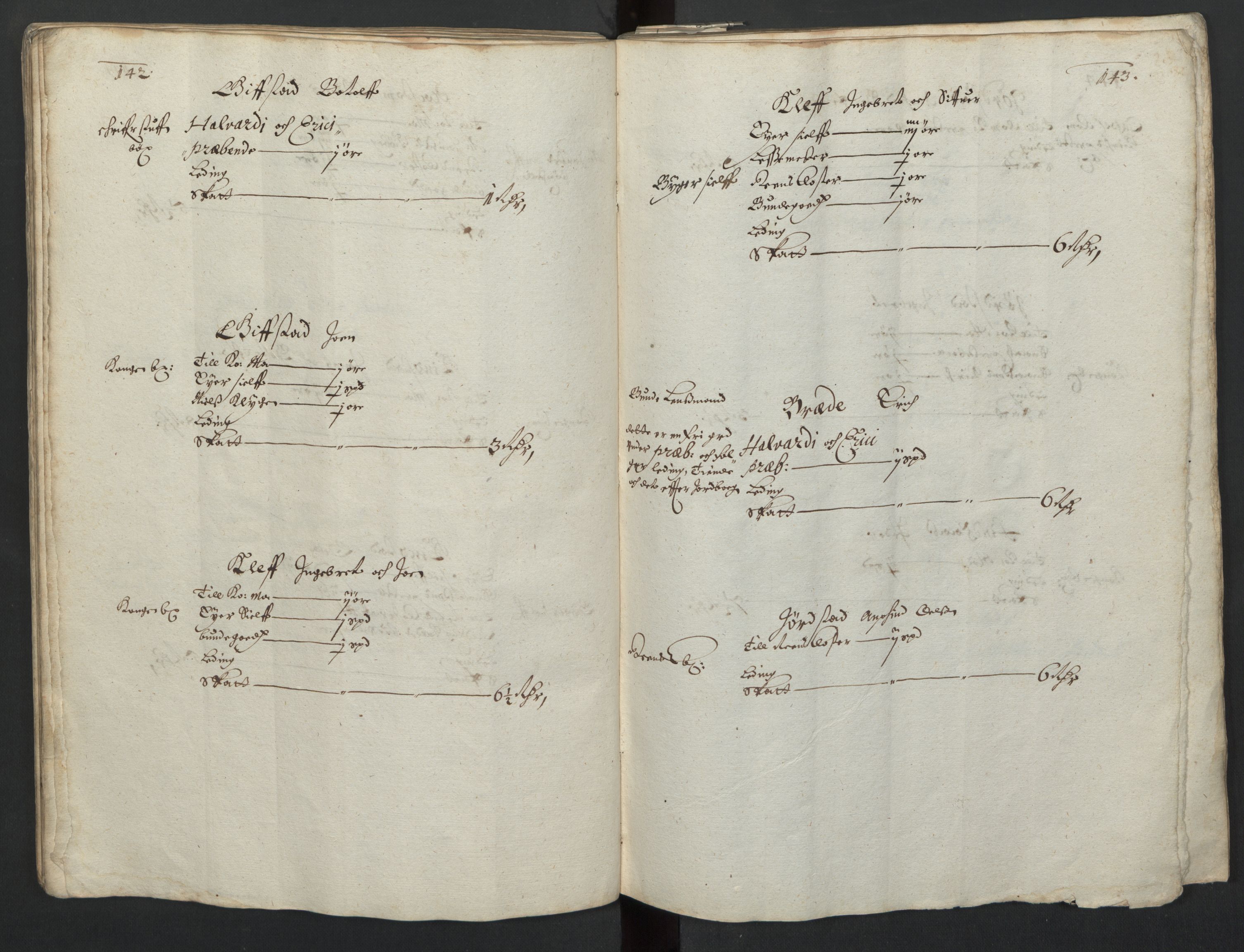 Rentekammeret inntil 1814, Realistisk ordnet avdeling, AV/RA-EA-4070/L/L0029/0001: Trondheim lagdømme: / Alminnelig jordebok og skattemanntall - Inderøy, 1661, p. 142-143