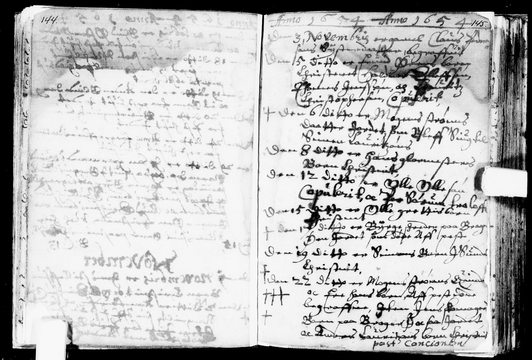 Bragernes kirkebøker, SAKO/A-6/F/Fa/L0001: Parish register (official) no. I 1, 1634-1662, p. 144-145