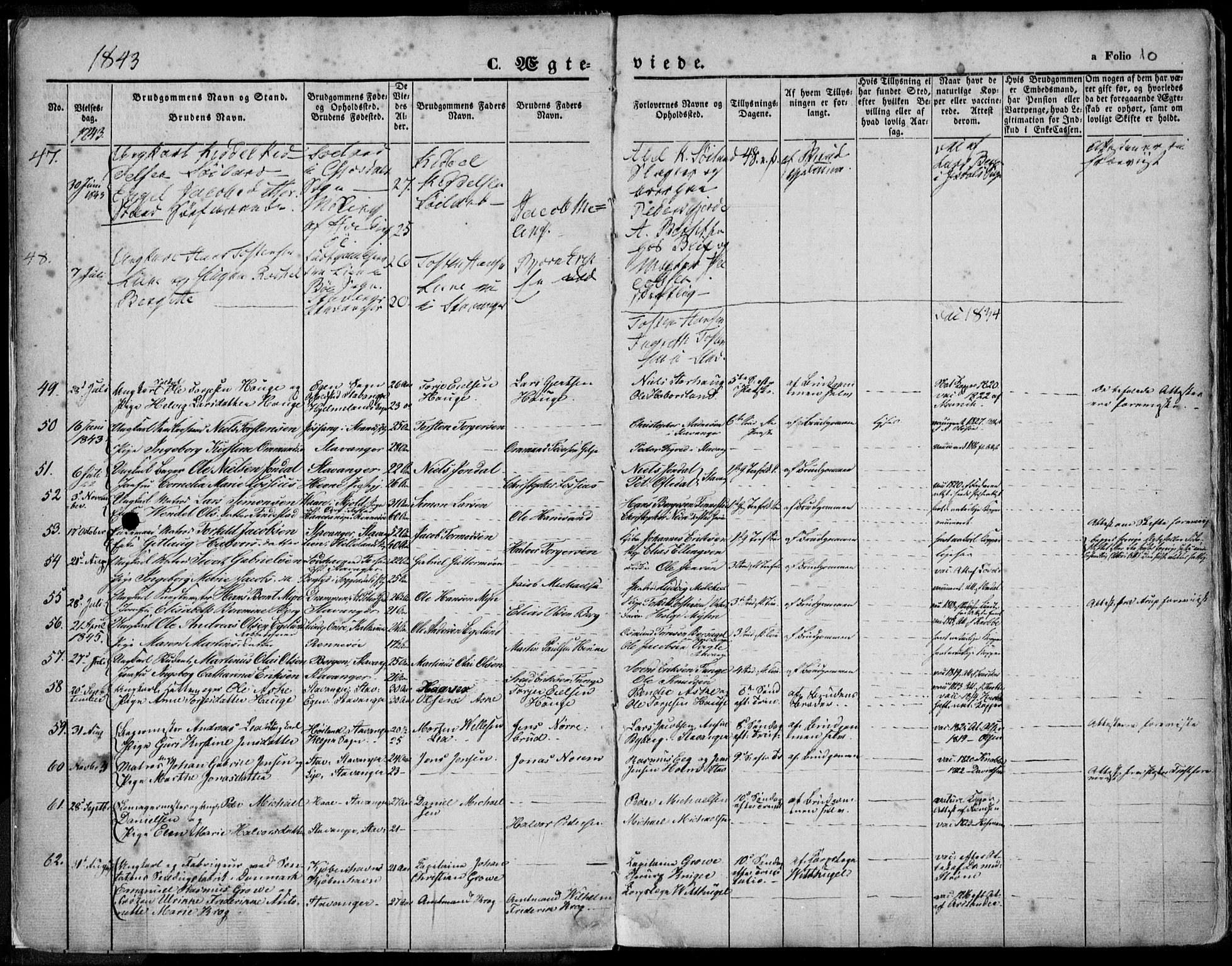 Domkirken sokneprestkontor, AV/SAST-A-101812/001/30/30BA/L0015: Parish register (official) no. A 14, 1842-1857, p. 10