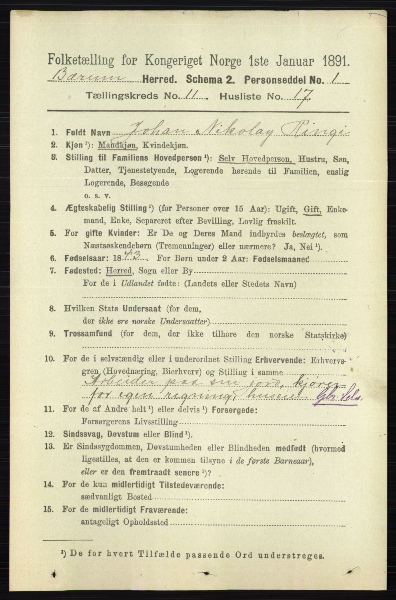 RA, 1891 census for 0219 Bærum, 1891, p. 7658