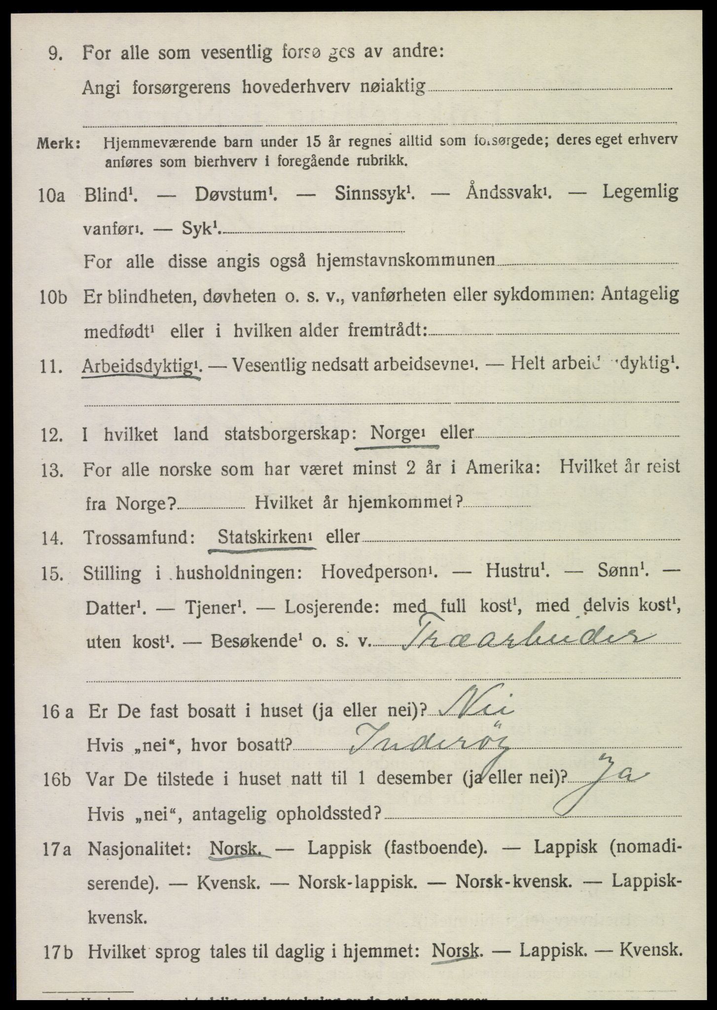 SAT, 1920 census for Røra, 1920, p. 1238