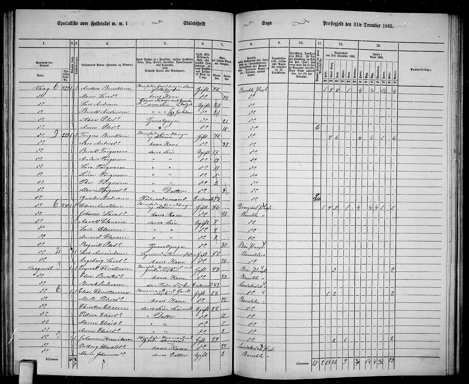 RA, 1865 census for Bamble, 1865, p. 126