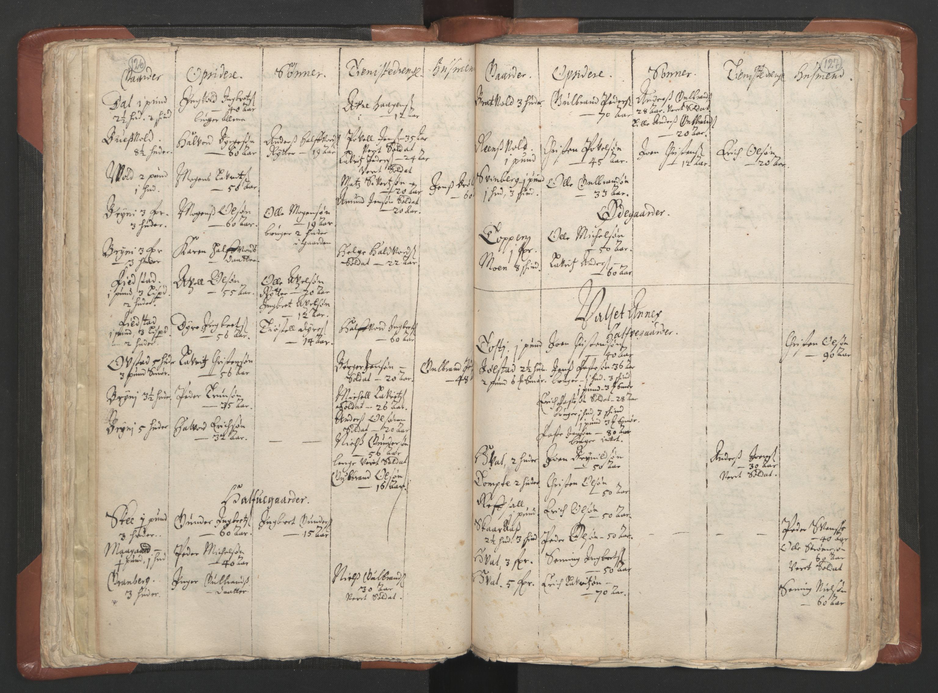 RA, Vicar's Census 1664-1666, no. 5: Hedmark deanery, 1664-1666, p. 126-127