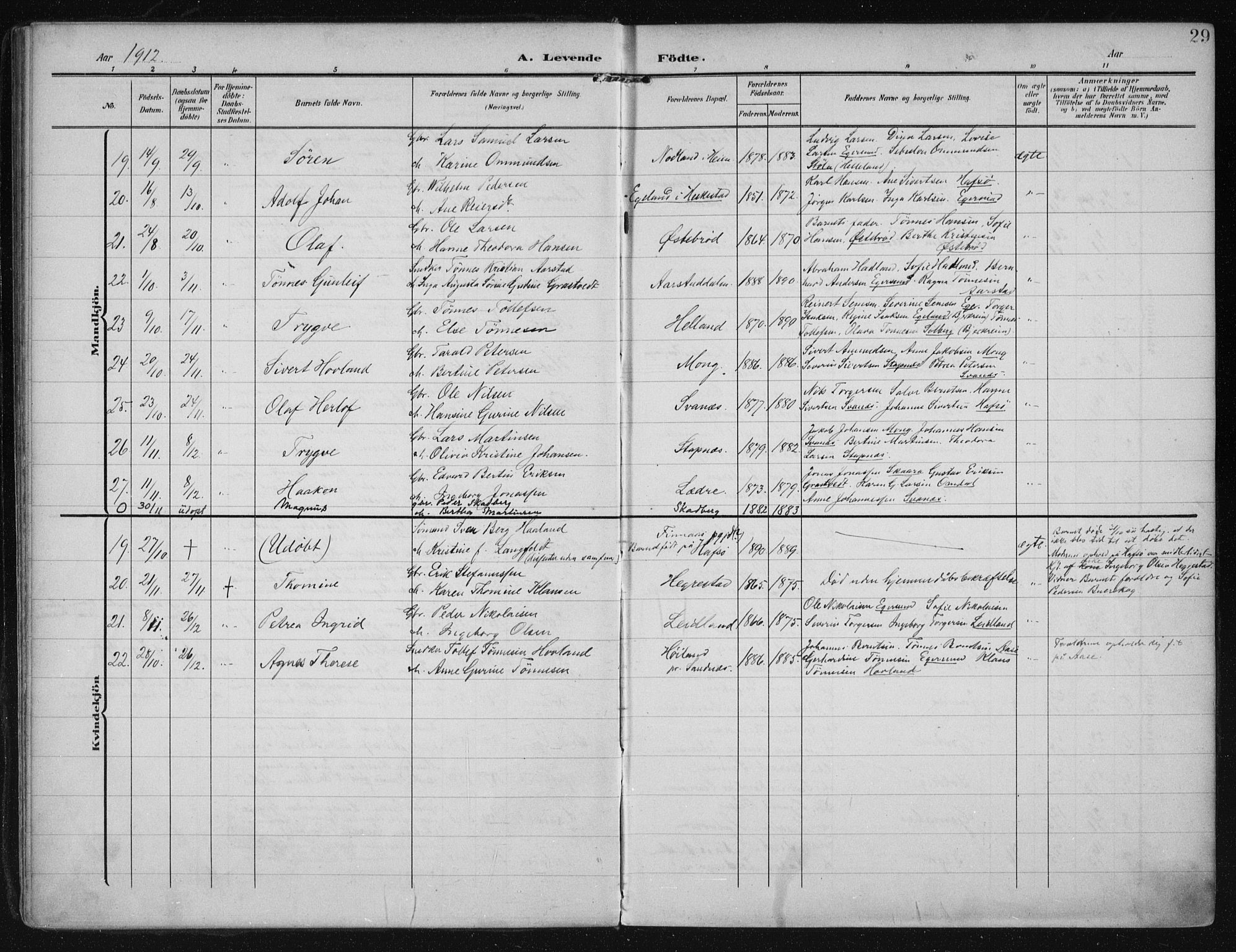 Eigersund sokneprestkontor, AV/SAST-A-101807/001/30/30BA/L0021: Parish register (official) no. A 20, 1906-1928, p. 29