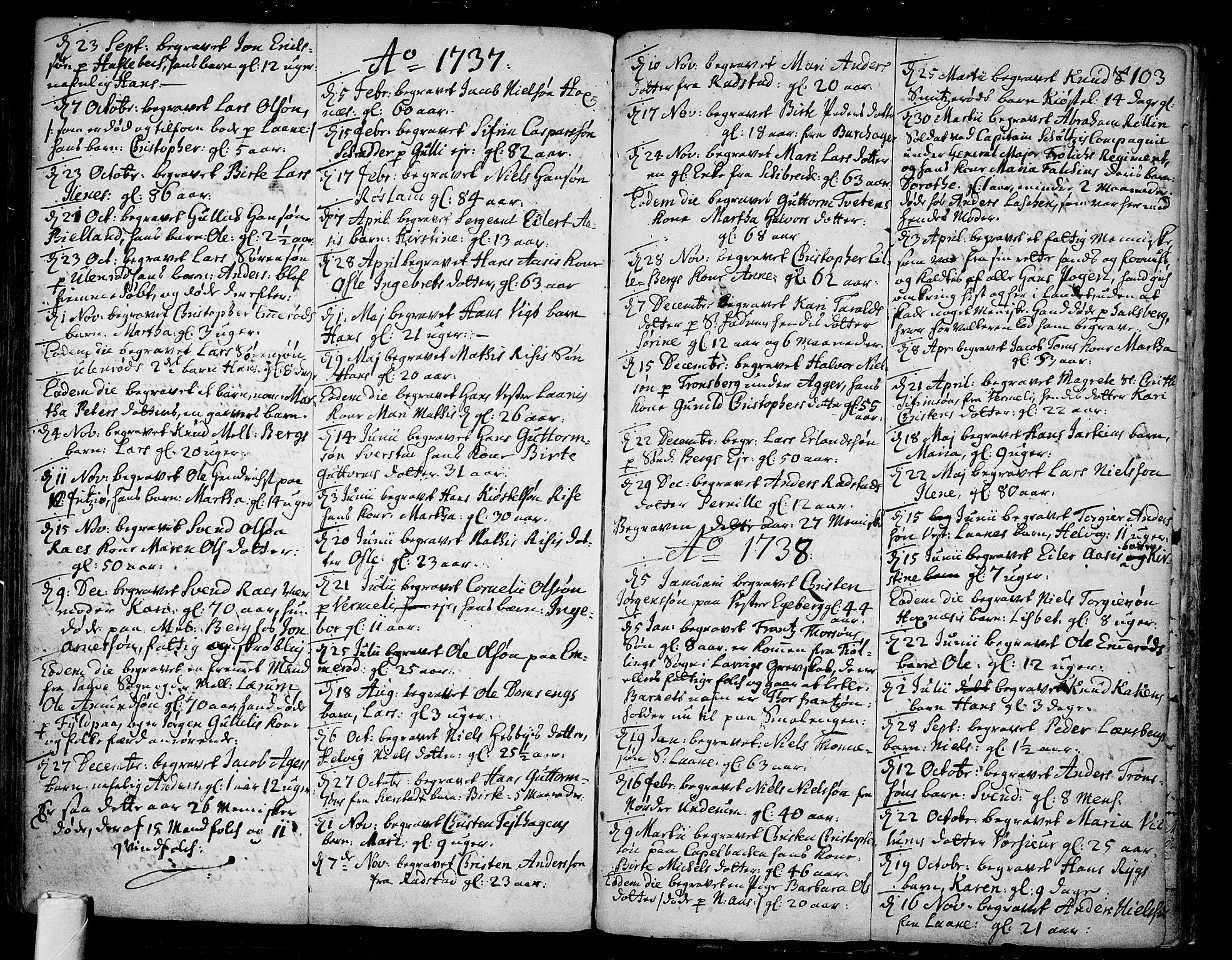 Sem kirkebøker, SAKO/A-5/F/Fa/L0001: Parish register (official) no. I 1, 1702-1763, p. 103