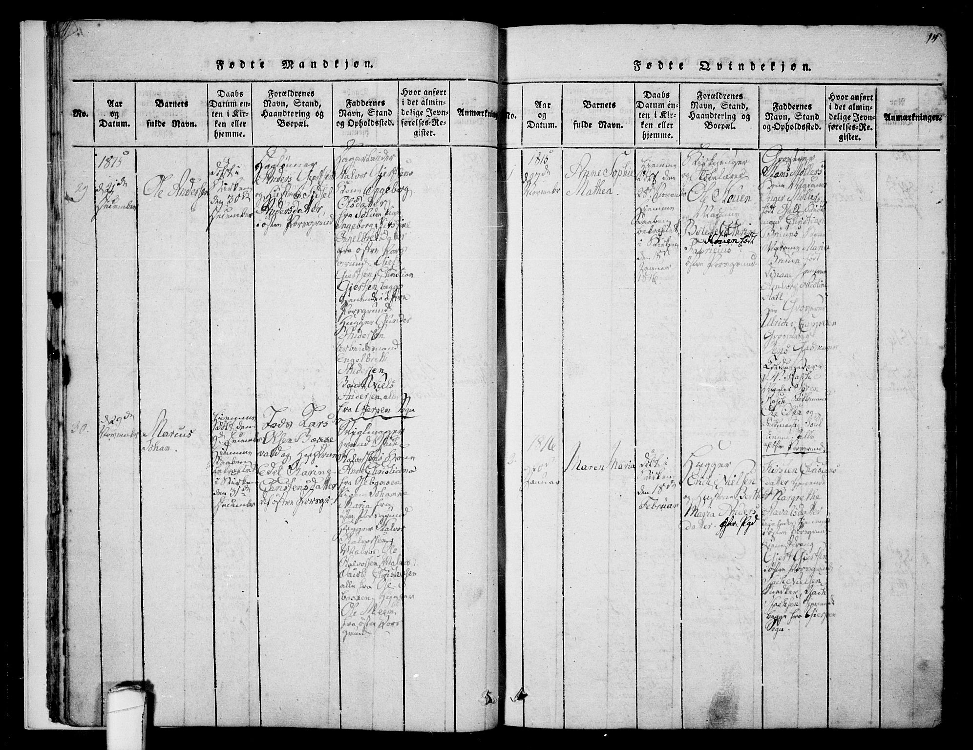 Porsgrunn kirkebøker , SAKO/A-104/F/Fa/L0004: Parish register (official) no. 4, 1814-1828, p. 14