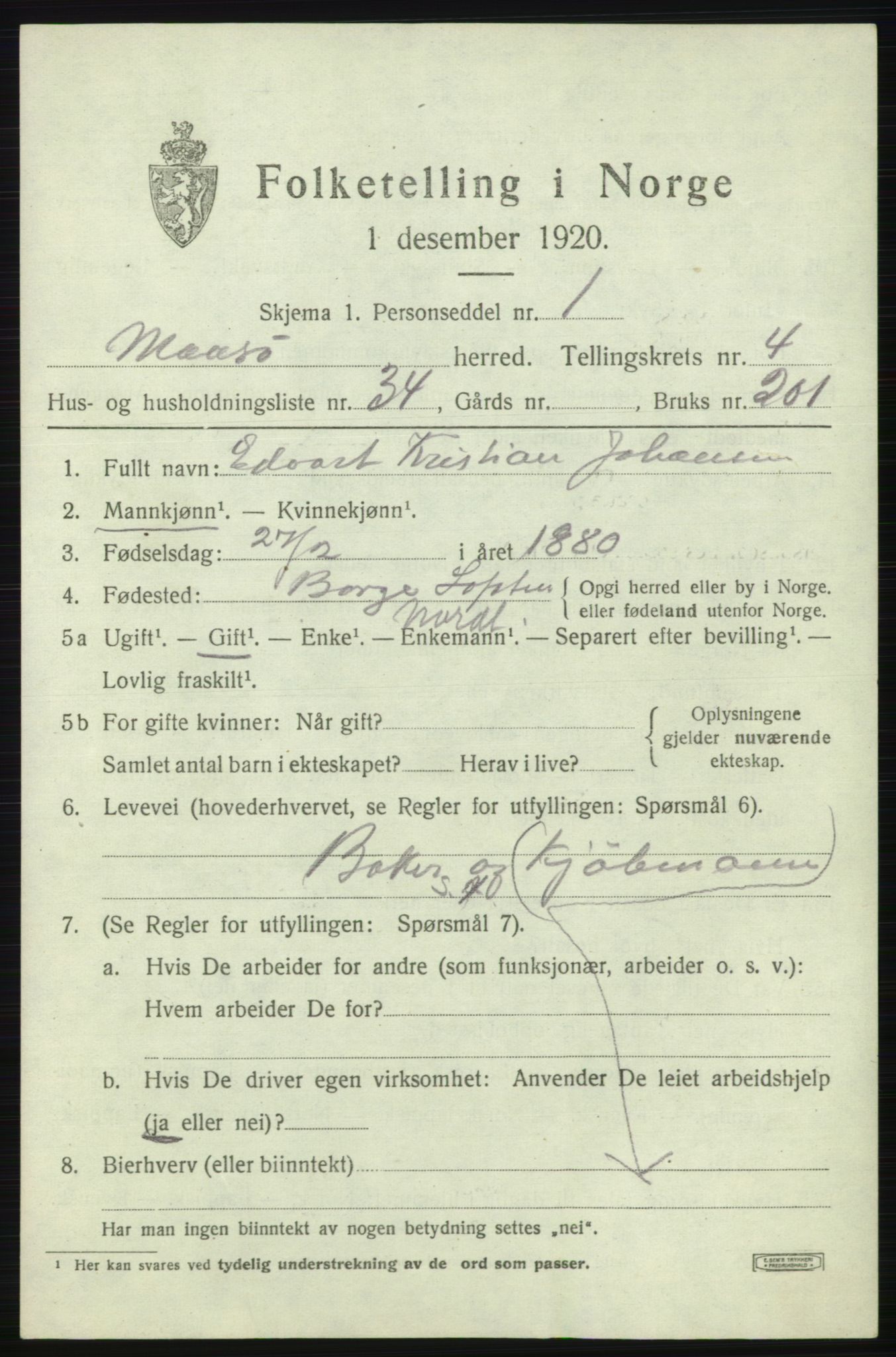 SATØ, 1920 census for Måsøy, 1920, p. 2204