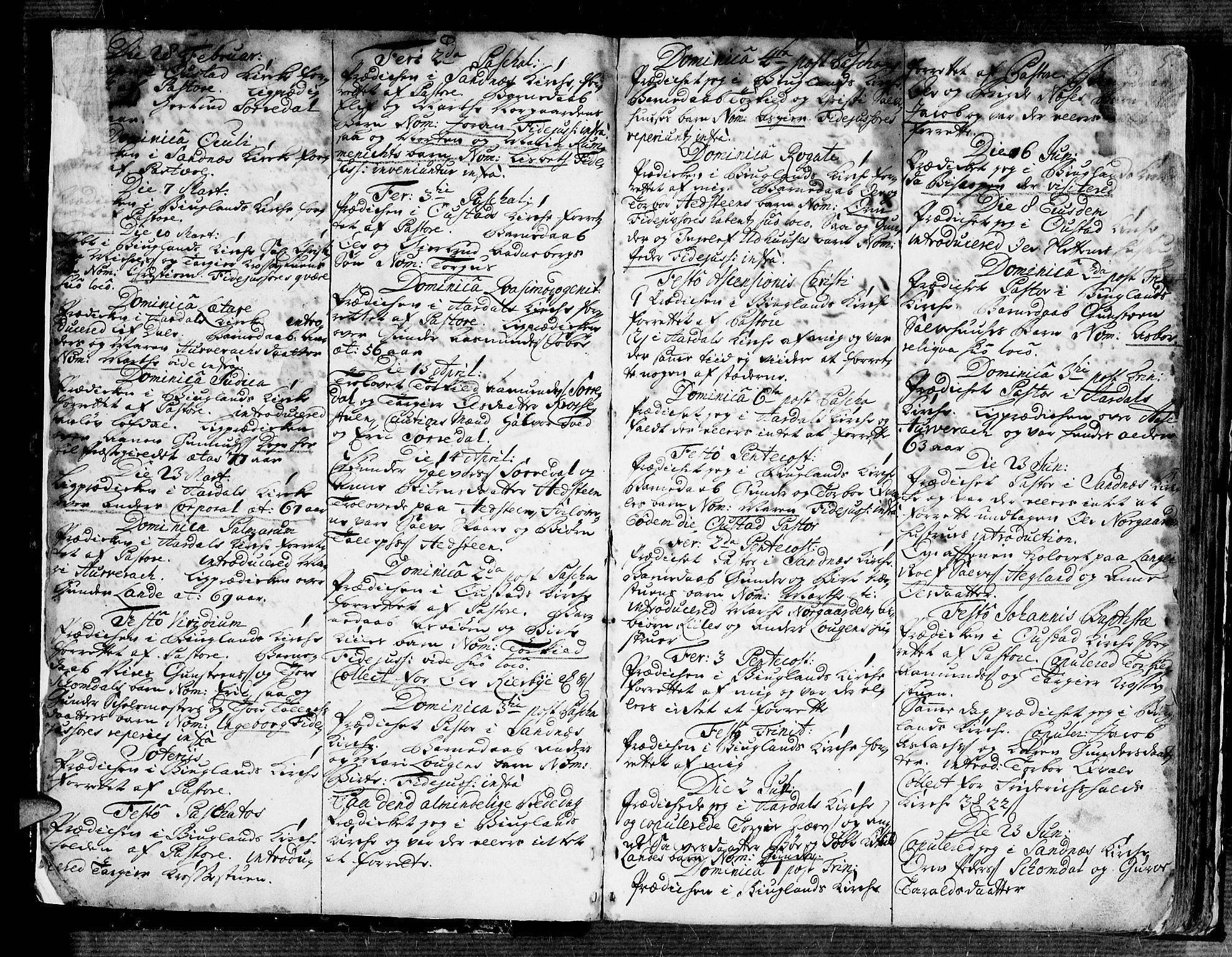 Bygland sokneprestkontor, AV/SAK-1111-0006/F/Fa/Fab/L0001: Parish register (official) no. A 1, 1725-1766, p. 4-5
