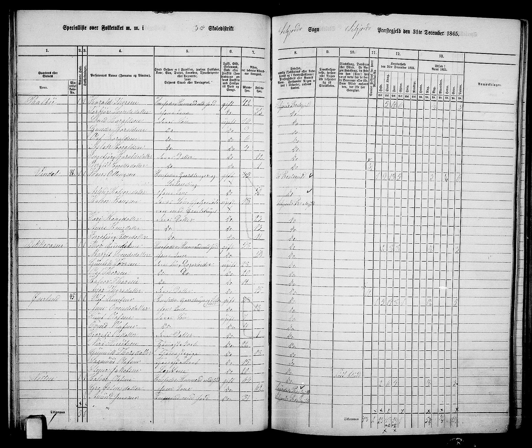 RA, 1865 census for Seljord, 1865, p. 48