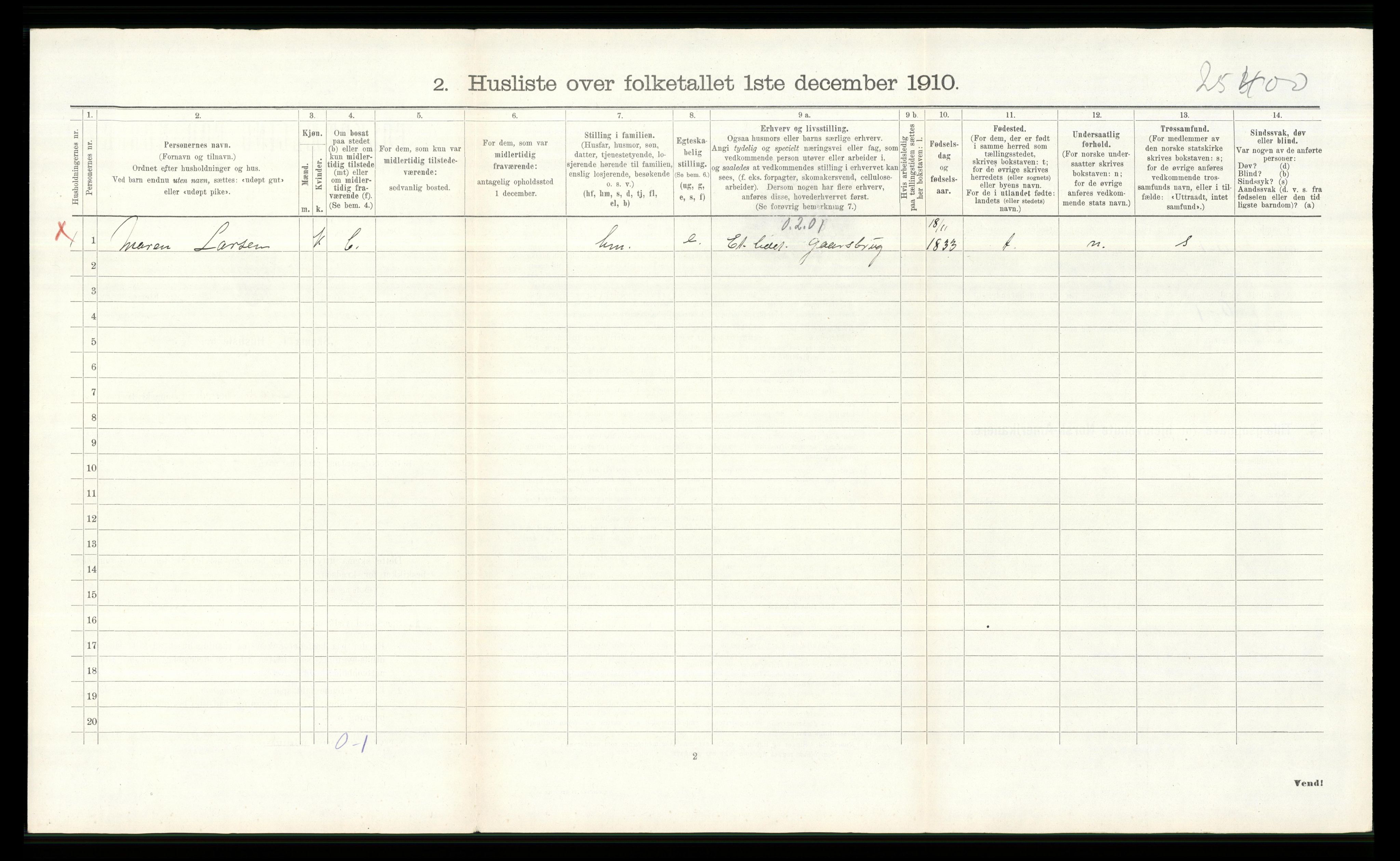 RA, 1910 census for Lier, 1910, p. 649