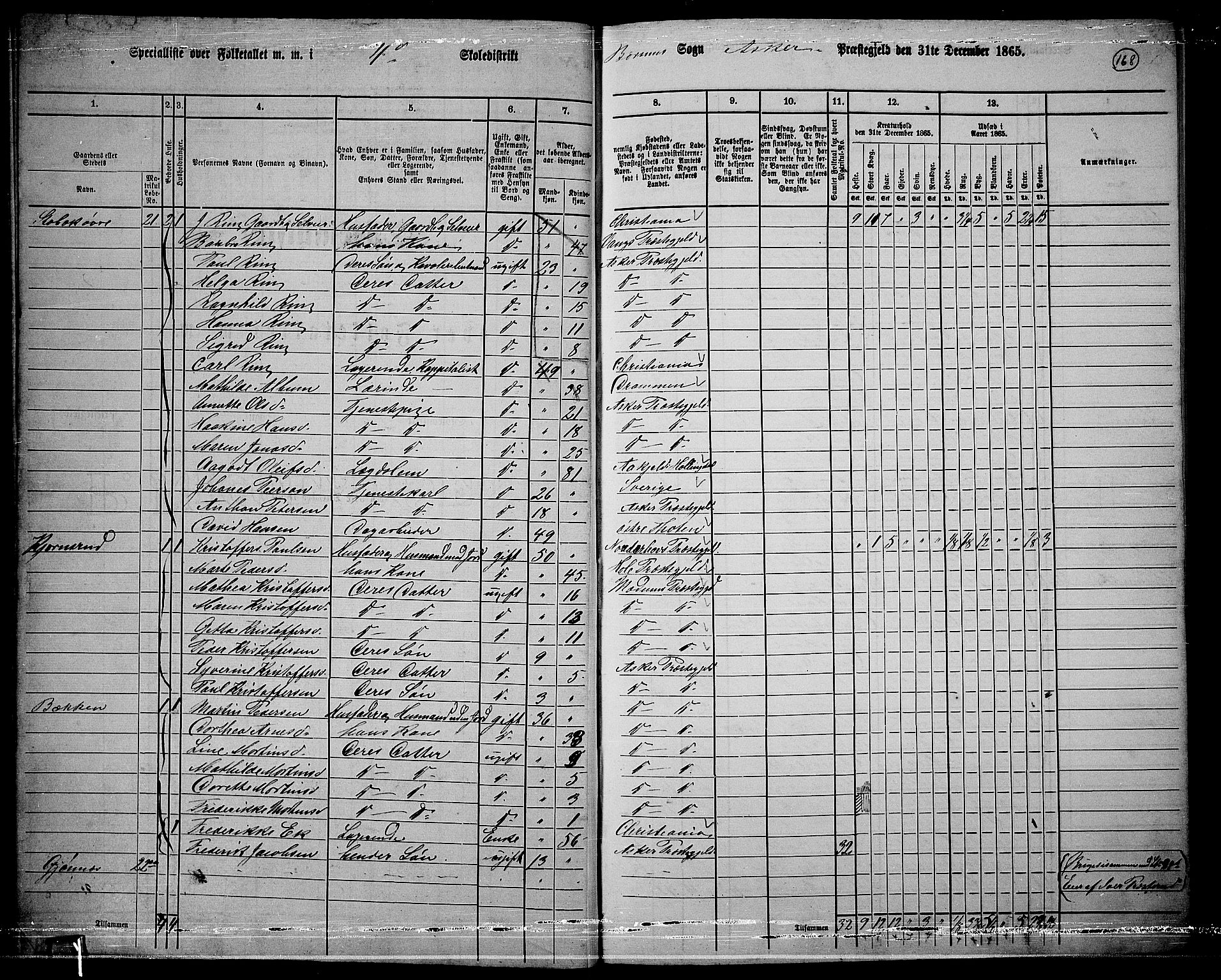 RA, 1865 census for Asker, 1865, p. 165