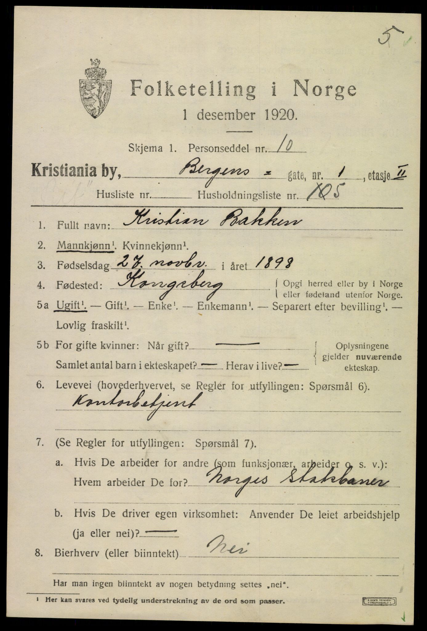 SAO, 1920 census for Kristiania, 1920, p. 152065