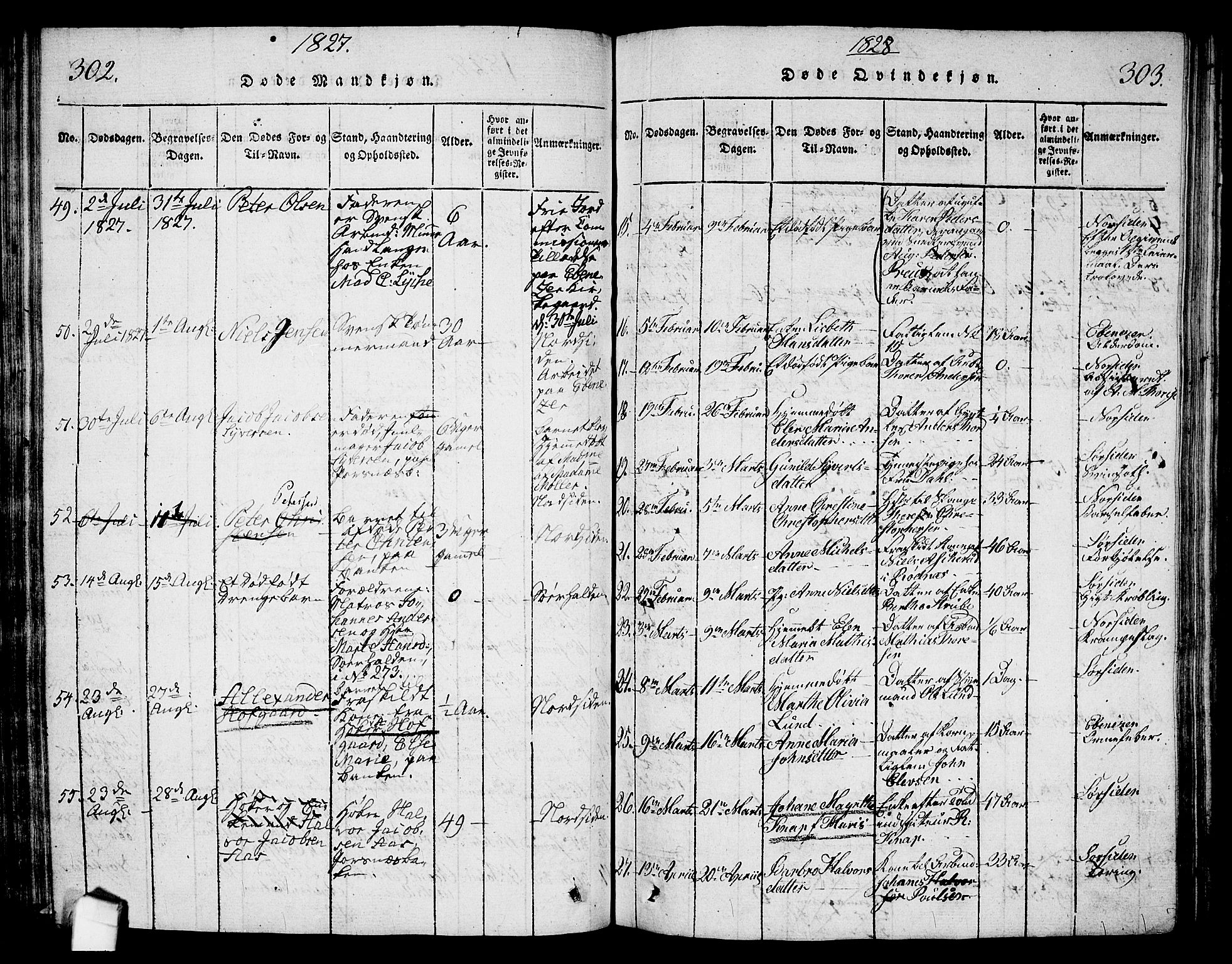 Halden prestekontor Kirkebøker, SAO/A-10909/G/Ga/L0001: Parish register (copy) no. 1, 1815-1833, p. 302-303