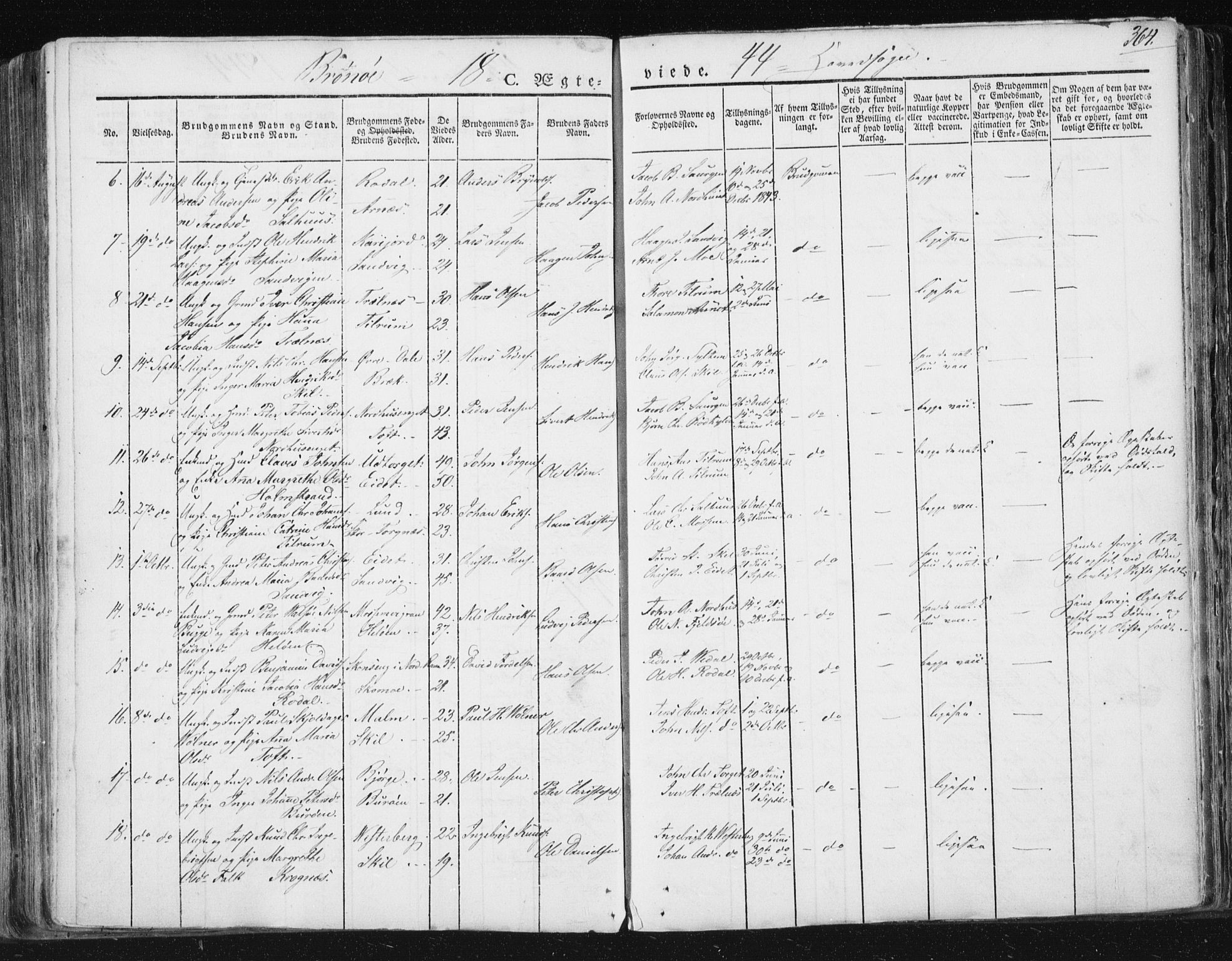 Ministerialprotokoller, klokkerbøker og fødselsregistre - Nordland, SAT/A-1459/813/L0198: Parish register (official) no. 813A08, 1834-1874, p. 364