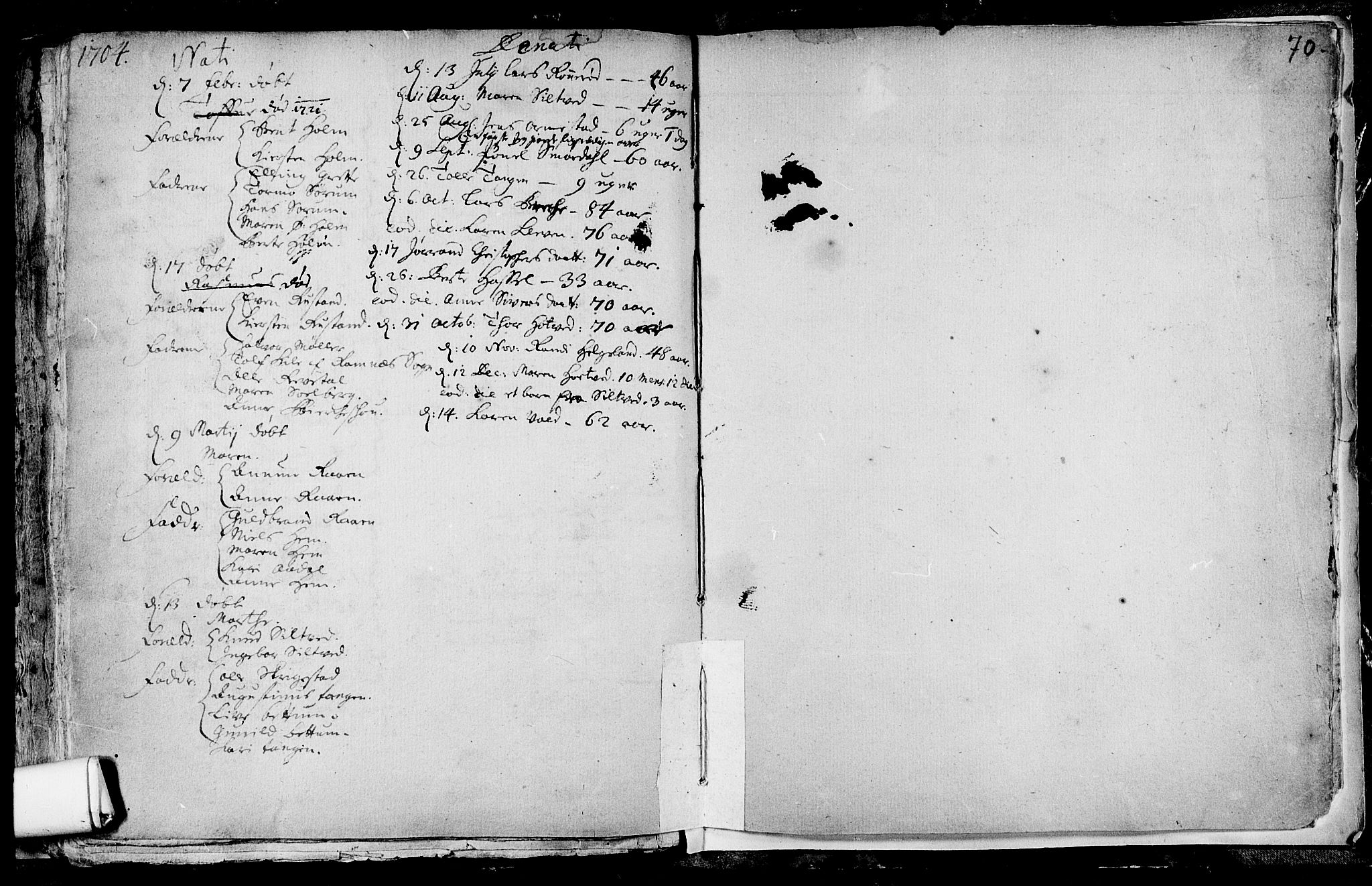 Våle kirkebøker, AV/SAKO-A-334/F/Fa/L0001: Parish register (official) no. I 1, 1693-1704, p. 70